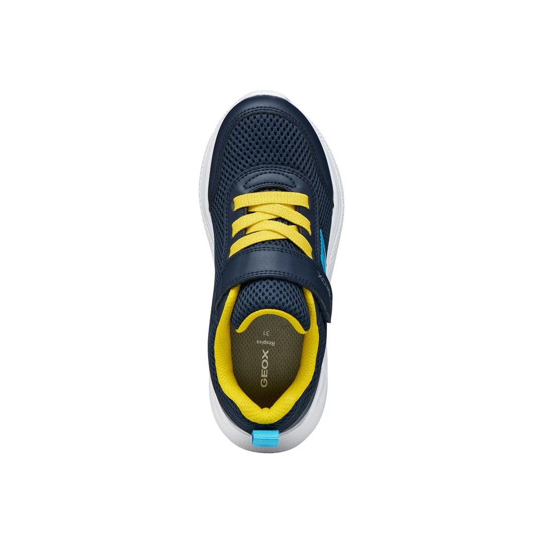Sneakers blu Ragazzo in tessuto con suola traspirante e strappo Geox - Image 5
