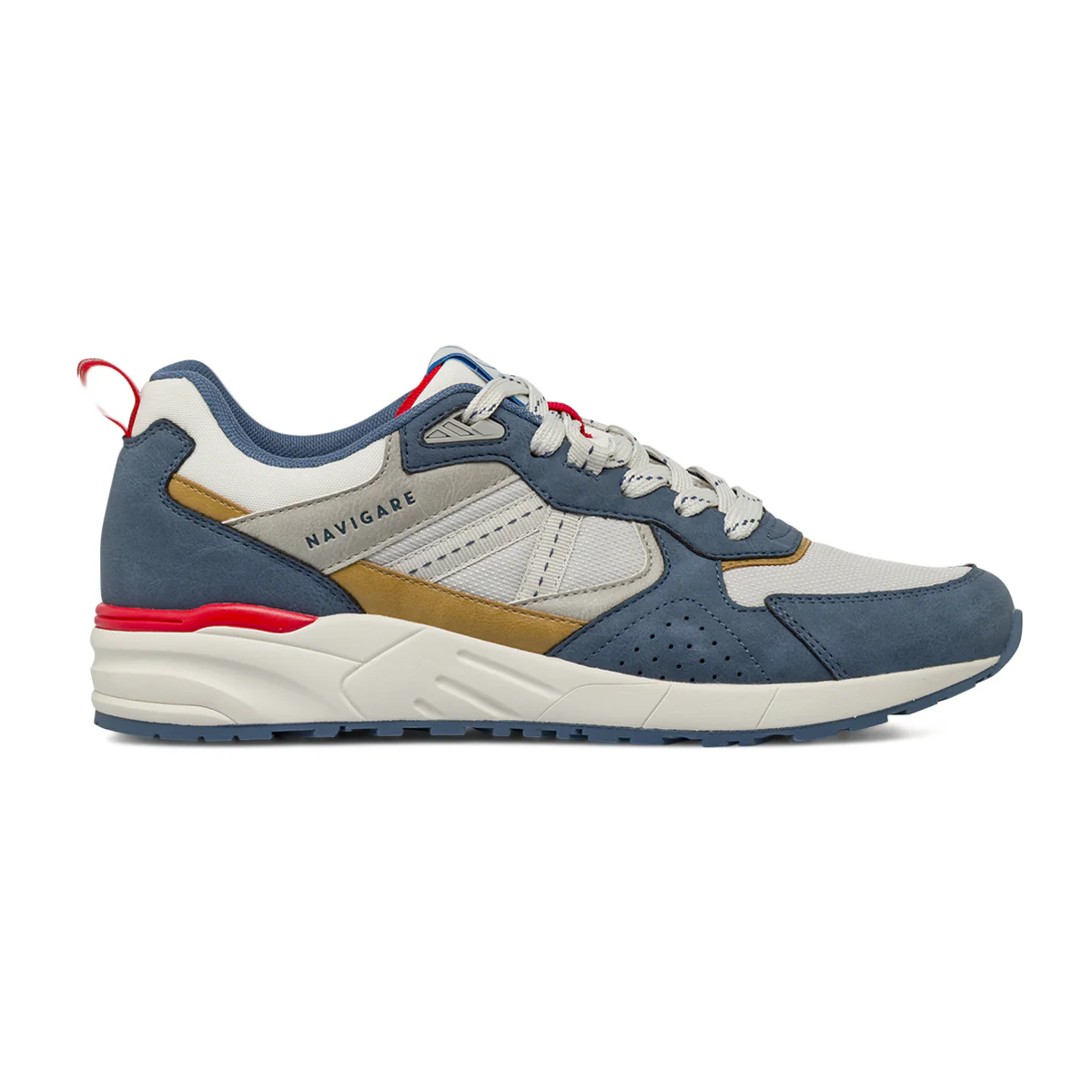 Sneakers blu Uomo con dettagli rossi e inserti in tessuto Navigare