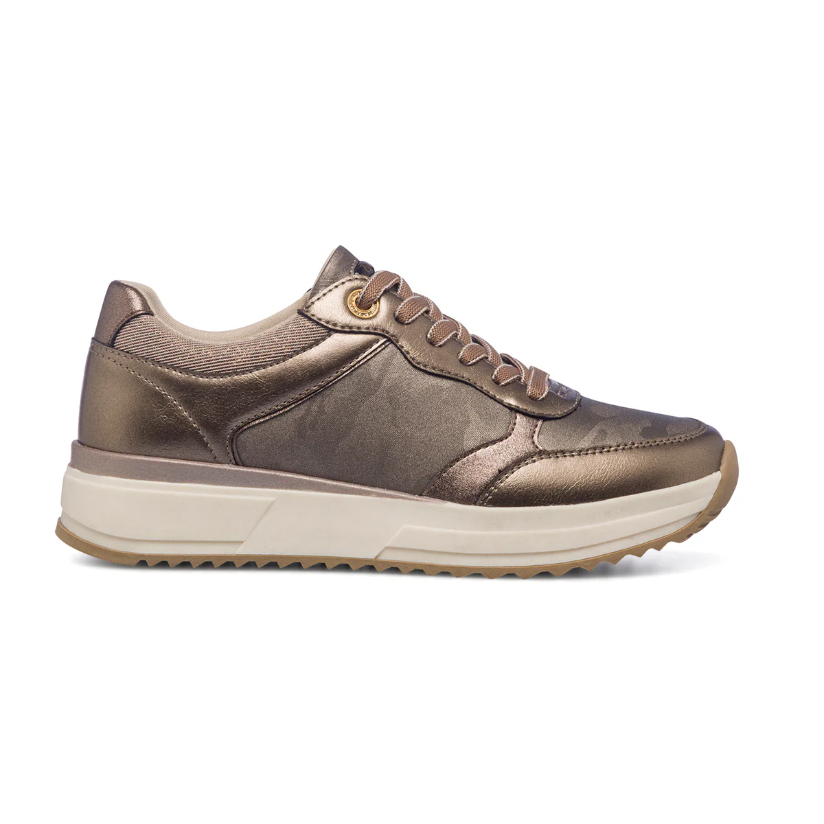 Sneakers bronzo da donna con maxi-suola e stampa camouflage Lora Ferres