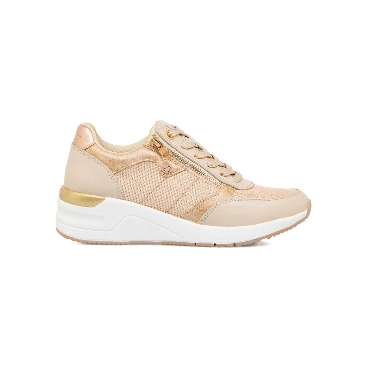 Sneakers casual beige e oro rosa con glitter e zip Lumberjack Sody
