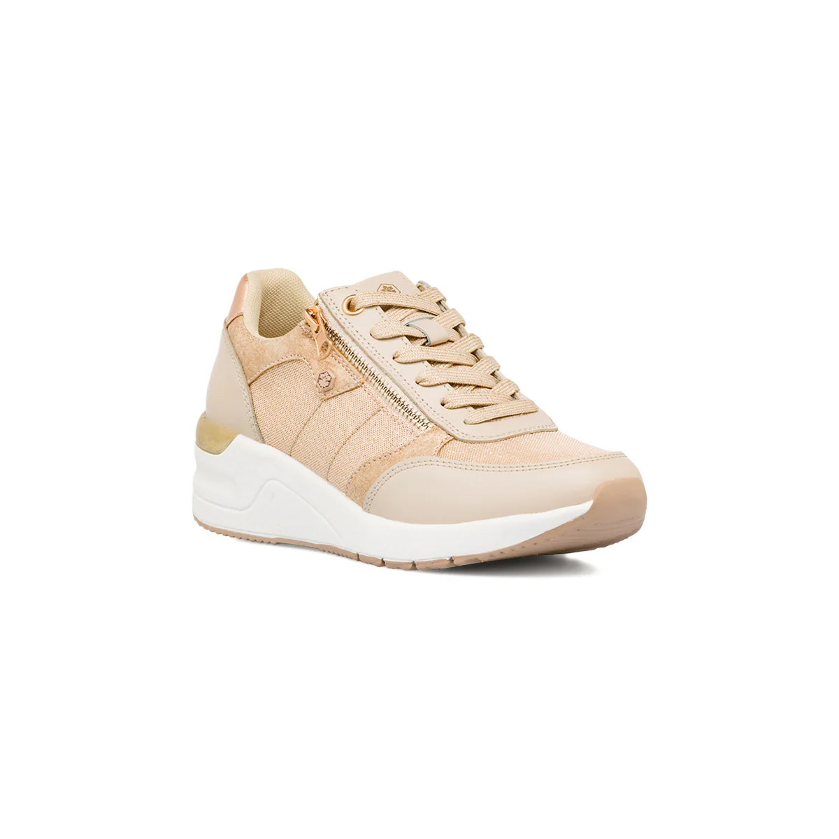 Sneakers casual beige e oro rosa con glitter e zip Lumberjack Sody - Image 2