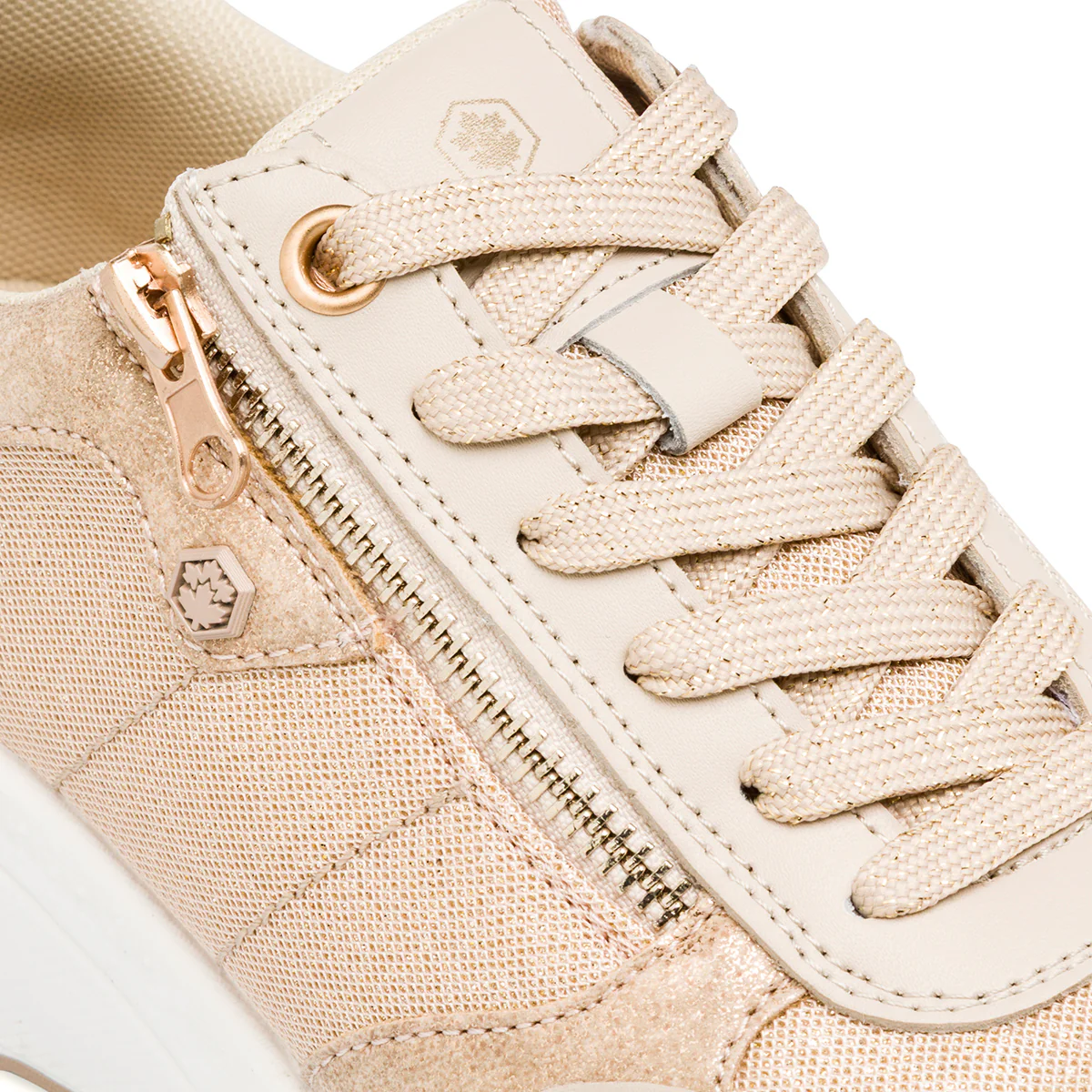 Sneakers casual beige e oro rosa con glitter e zip Lumberjack Sody - Image 4