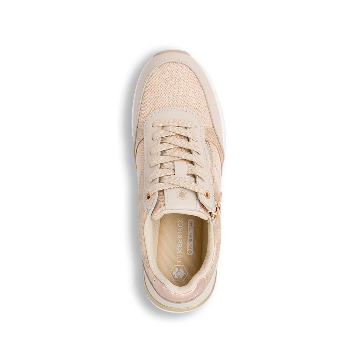 Sneakers casual beige e oro rosa con glitter e zip Lumberjack Sody - Image 5