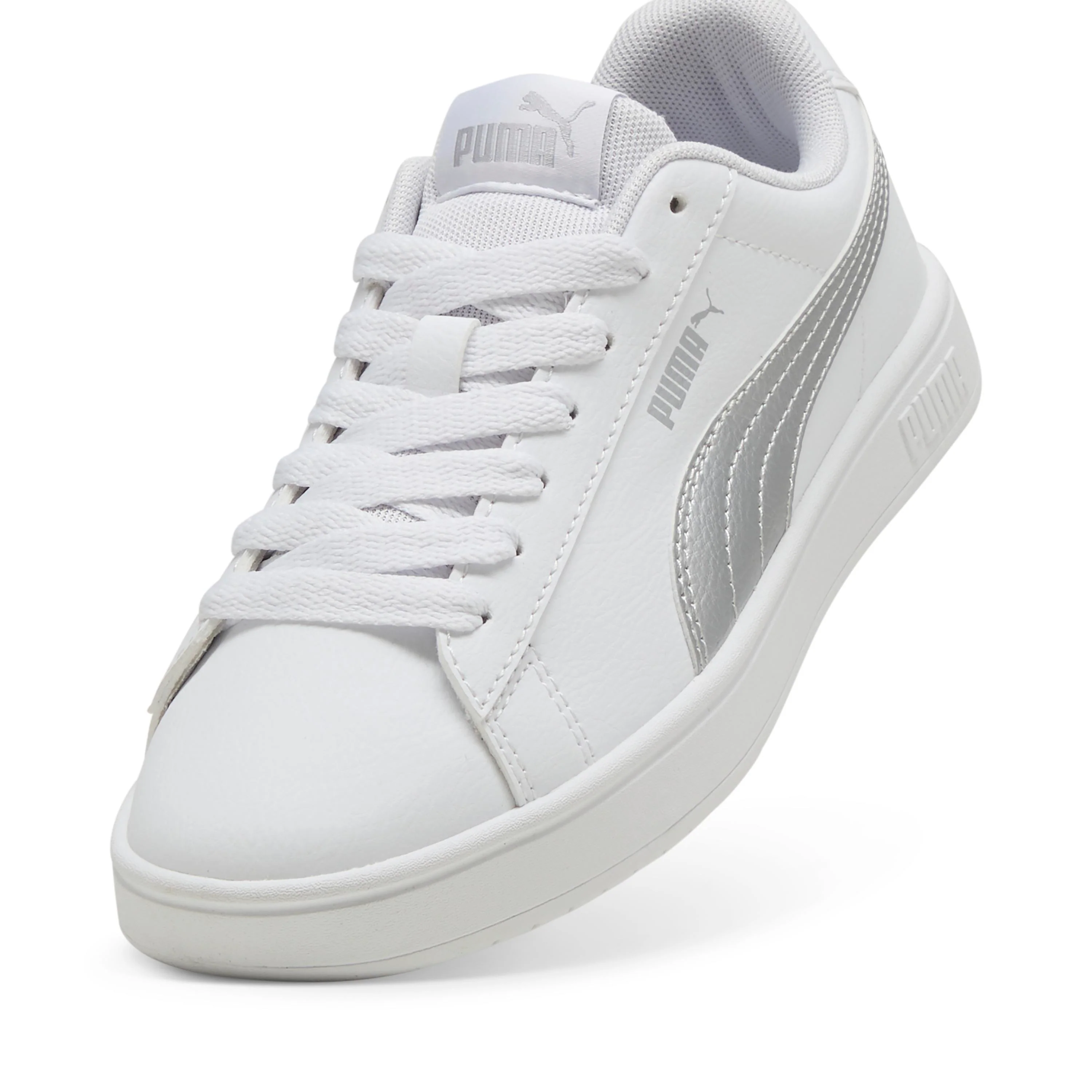 Sneakers casual bianche con dettaglio argento da ragazza Puma Rickie Classic - Image 5