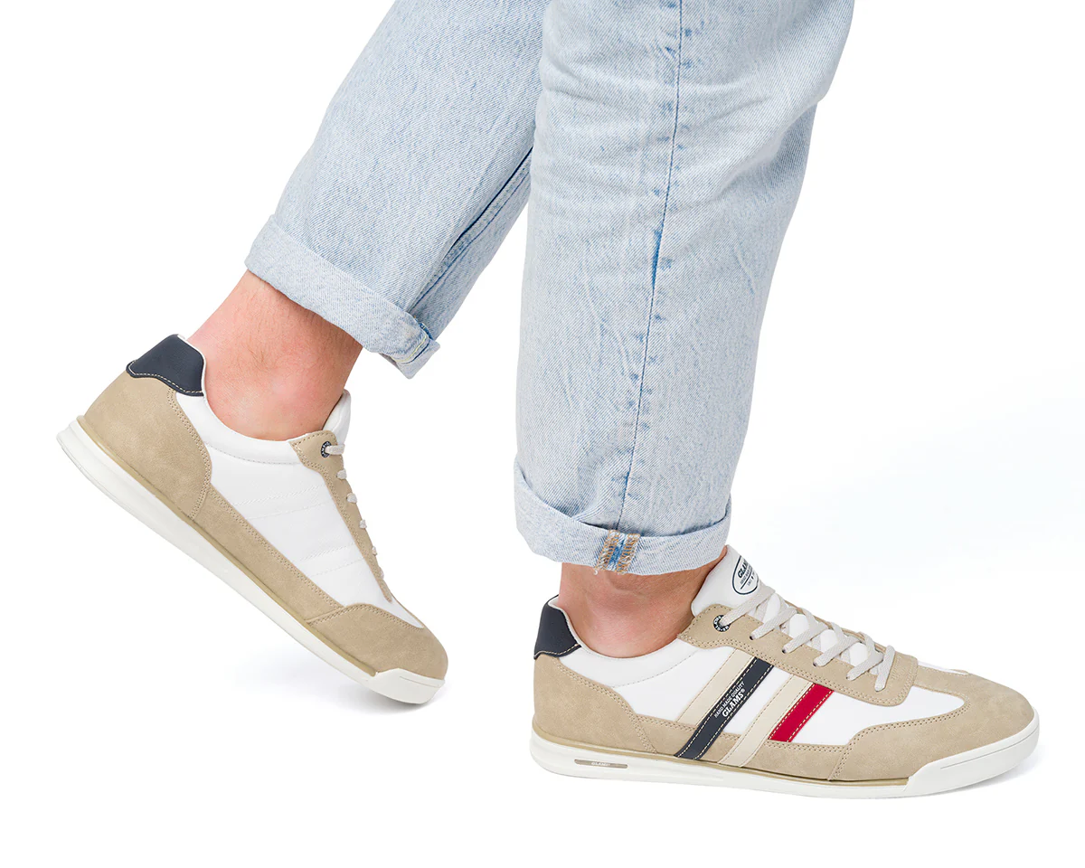 Sneakers casual bianche e beige da uomo Glams