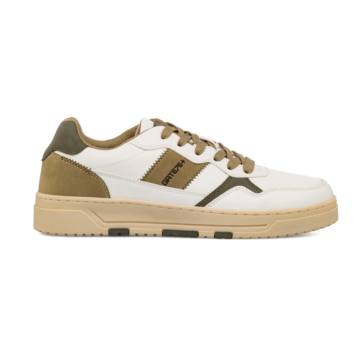 Sneakers casual bianche e verde militare da Uomo con logo laterale Gate76