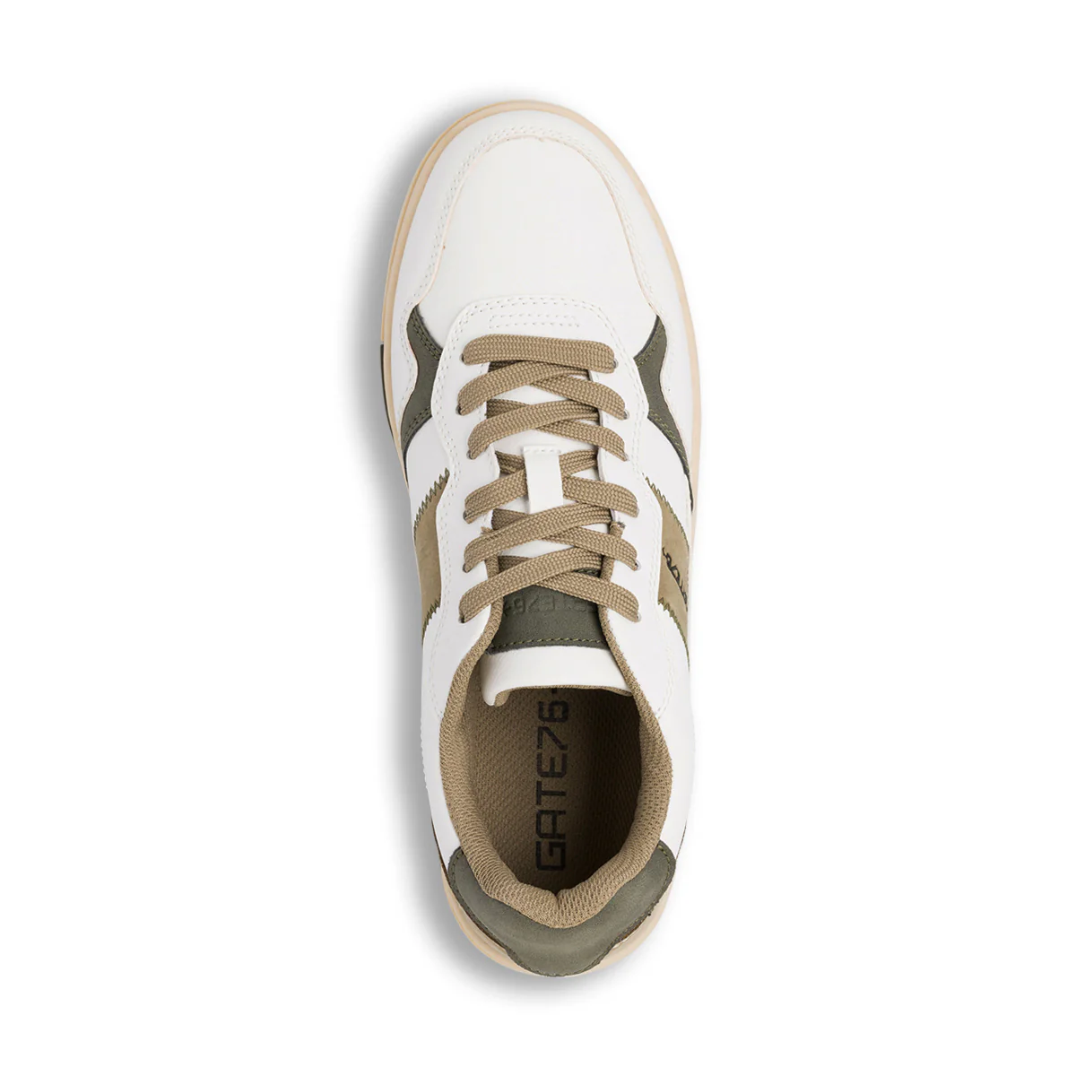 Sneakers casual bianche e verde militare da Uomo con logo laterale Gate76 - Image 5