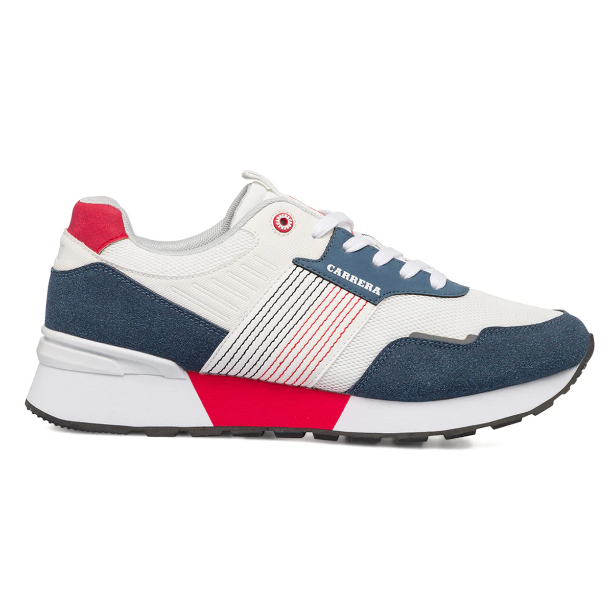 Sneakers casual bianche rosse e blu jeans con logo Carrera Jeans