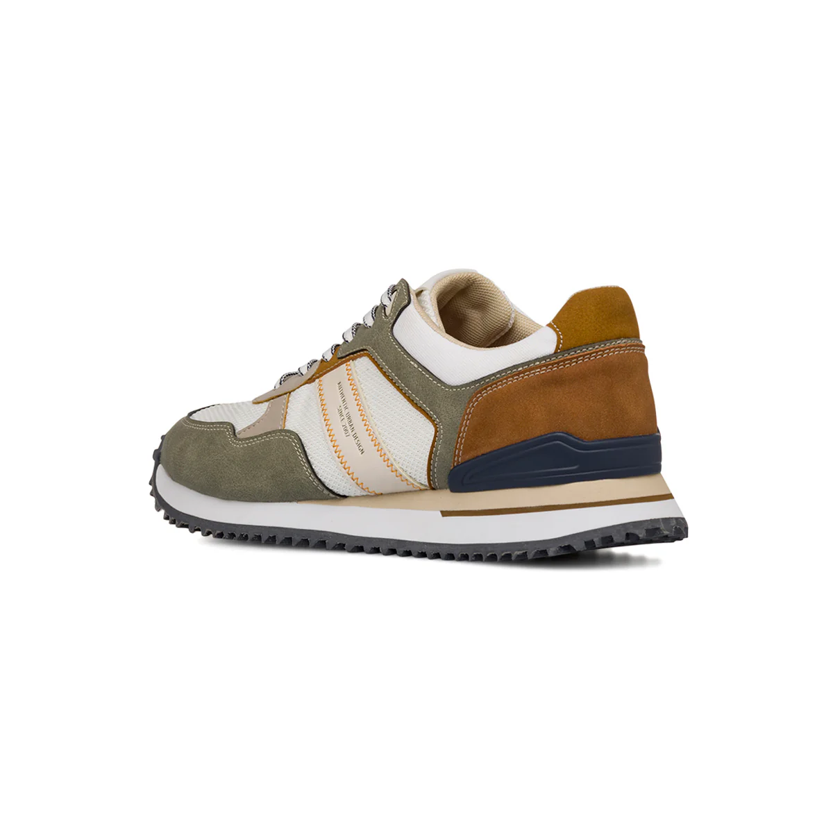 Sneakers casual bicolore khaki e bianco da Uomo con logo Glams - Image 3