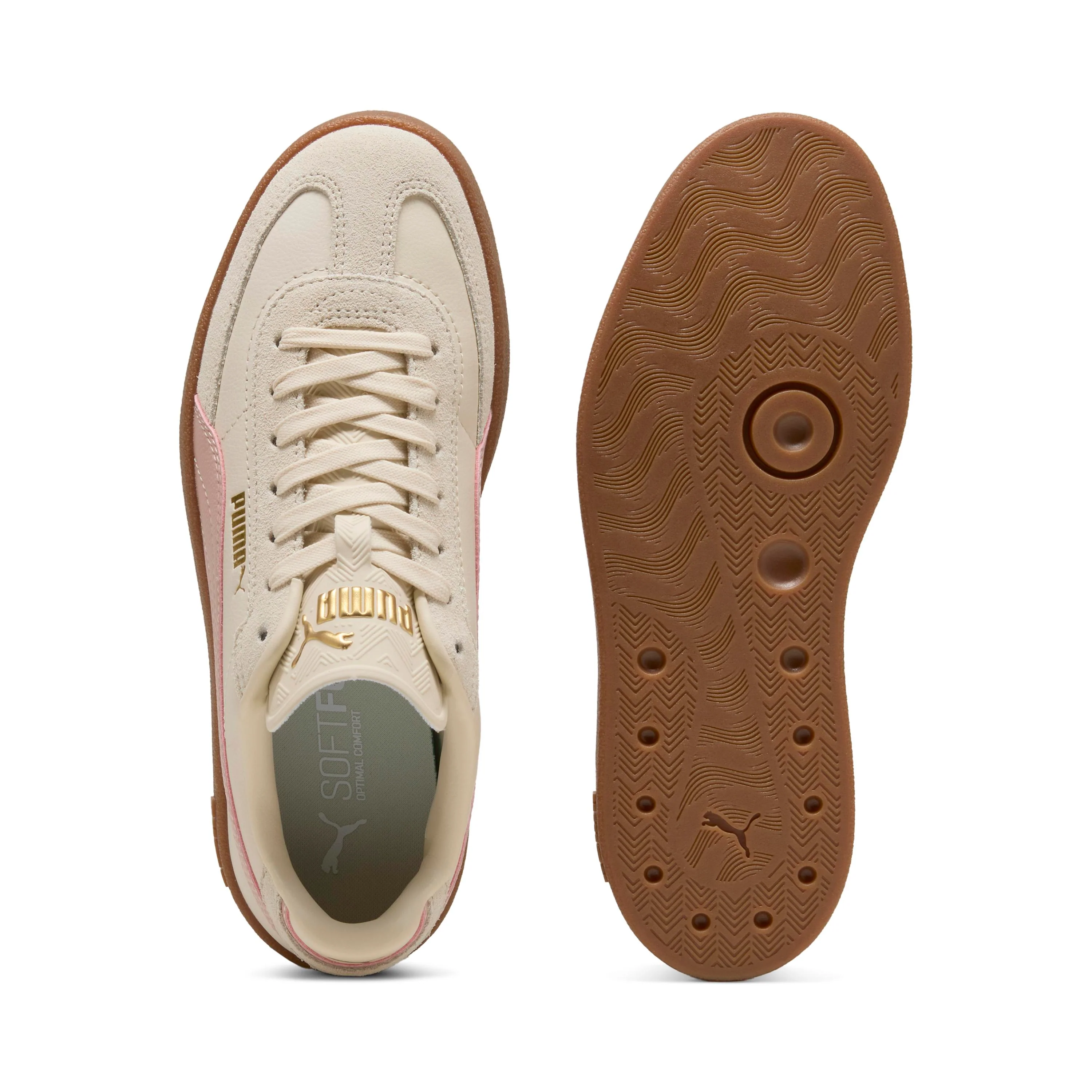 Sneakers casual da donna beige con dettagli effetto scamosciato Puma Club II - Image 4
