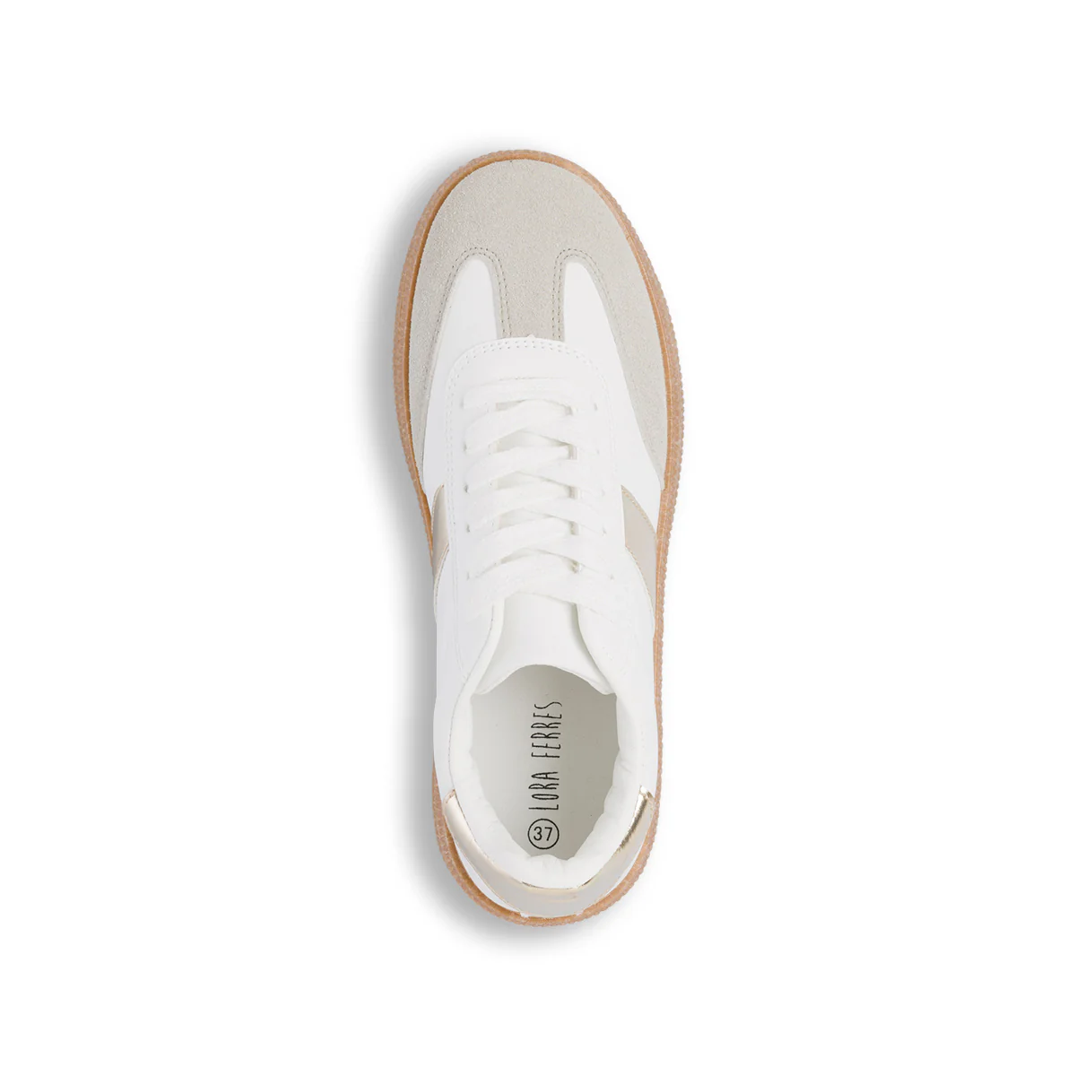 Sneakers casual da donna bianche con dettagli oro Lora Ferres - Image 4