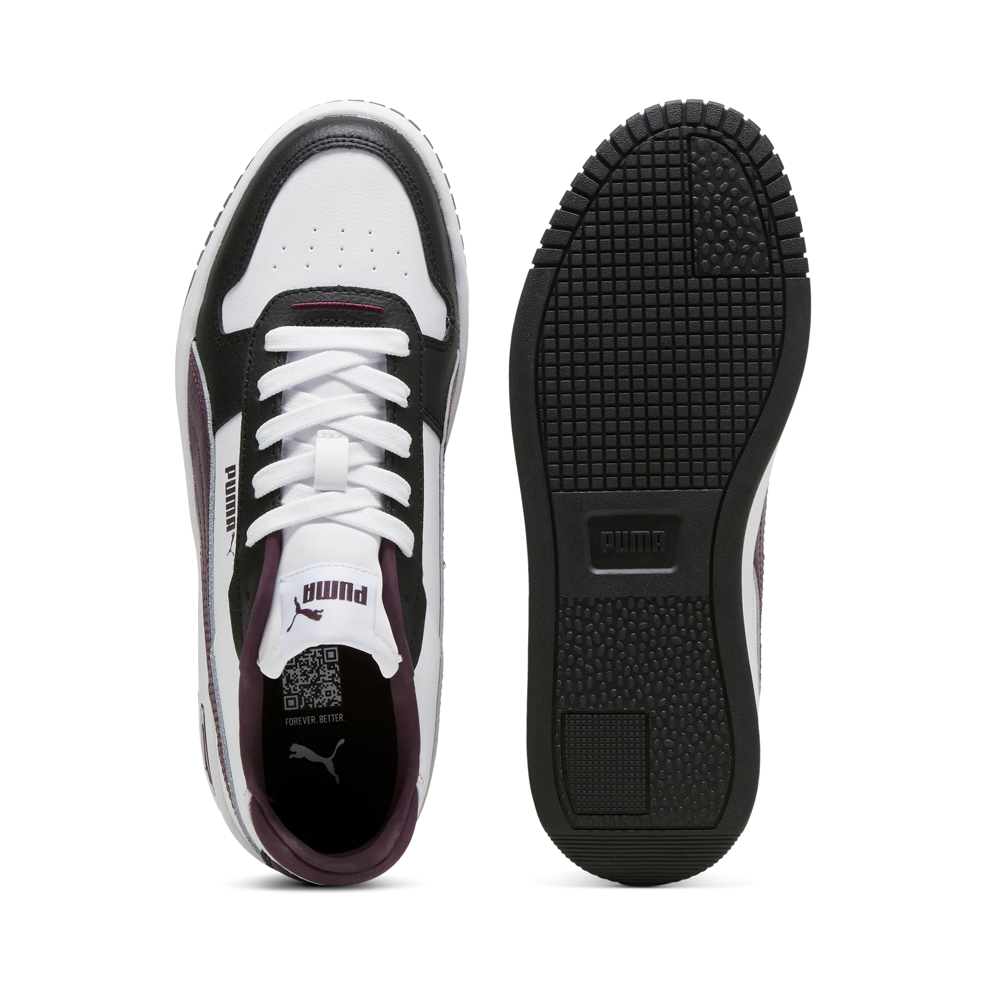 Sneakers casual da donna nere bianche e viola con logo Puma Carina Street - Image 6