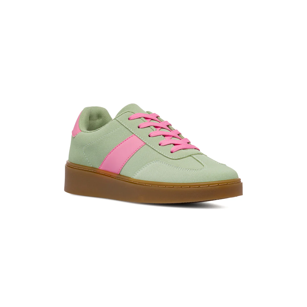 Sneakers casual da donna verdi con dettagli rosa Lora Ferres - Image 2
