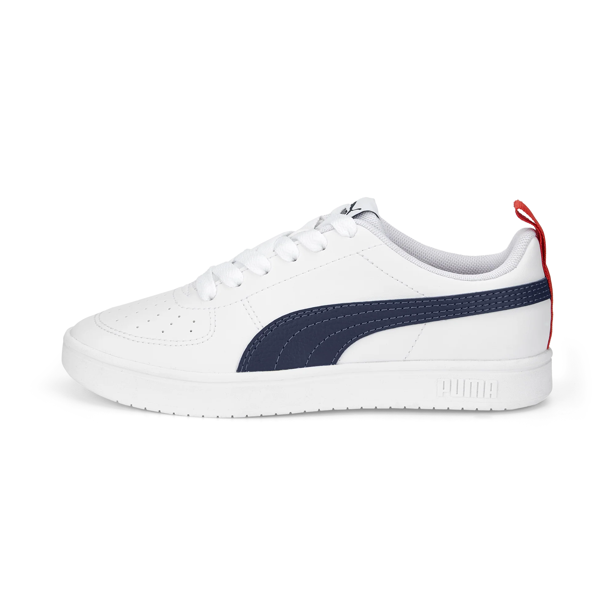 Sneakers casual da ragazzo bianche con logo blu navy Puma Rickie - Image 3