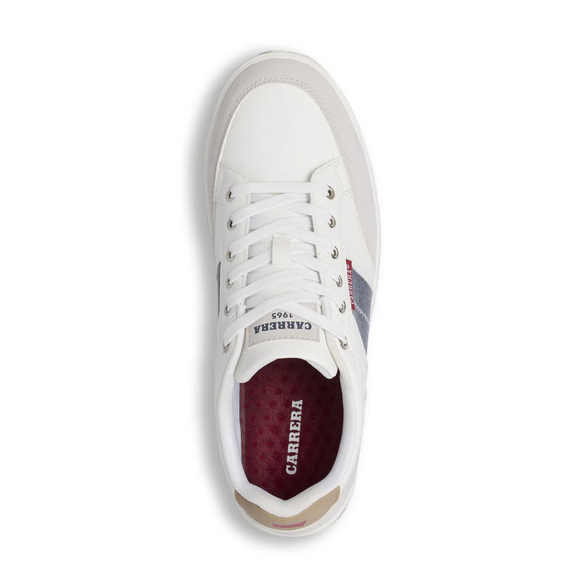 Sneakers casual da uomo bianche Carrera Jeans con dettagli blu e grigi - Image 6