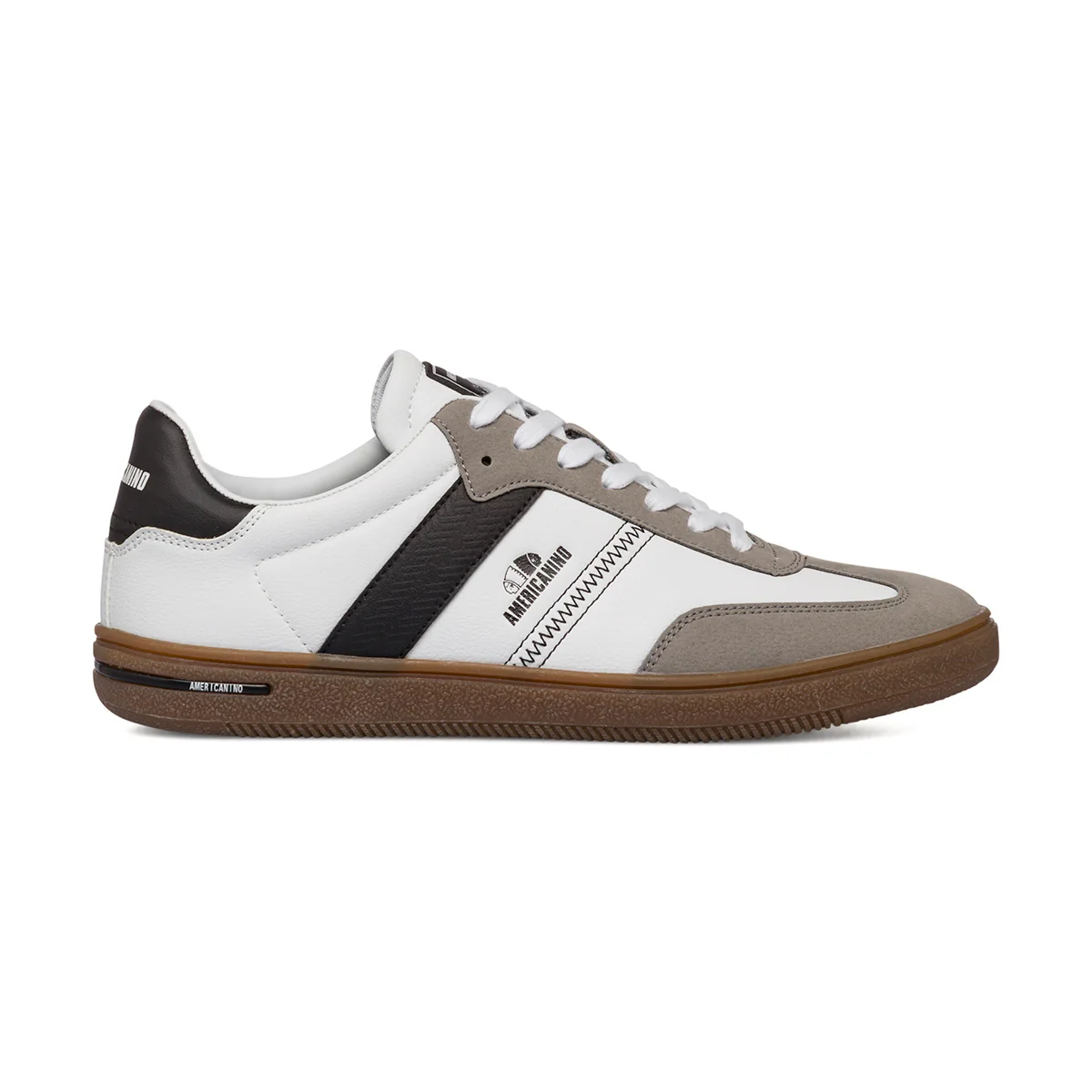 Sneakers casual da uomo bianche con dettagli neri e logo Americanino - Image 2