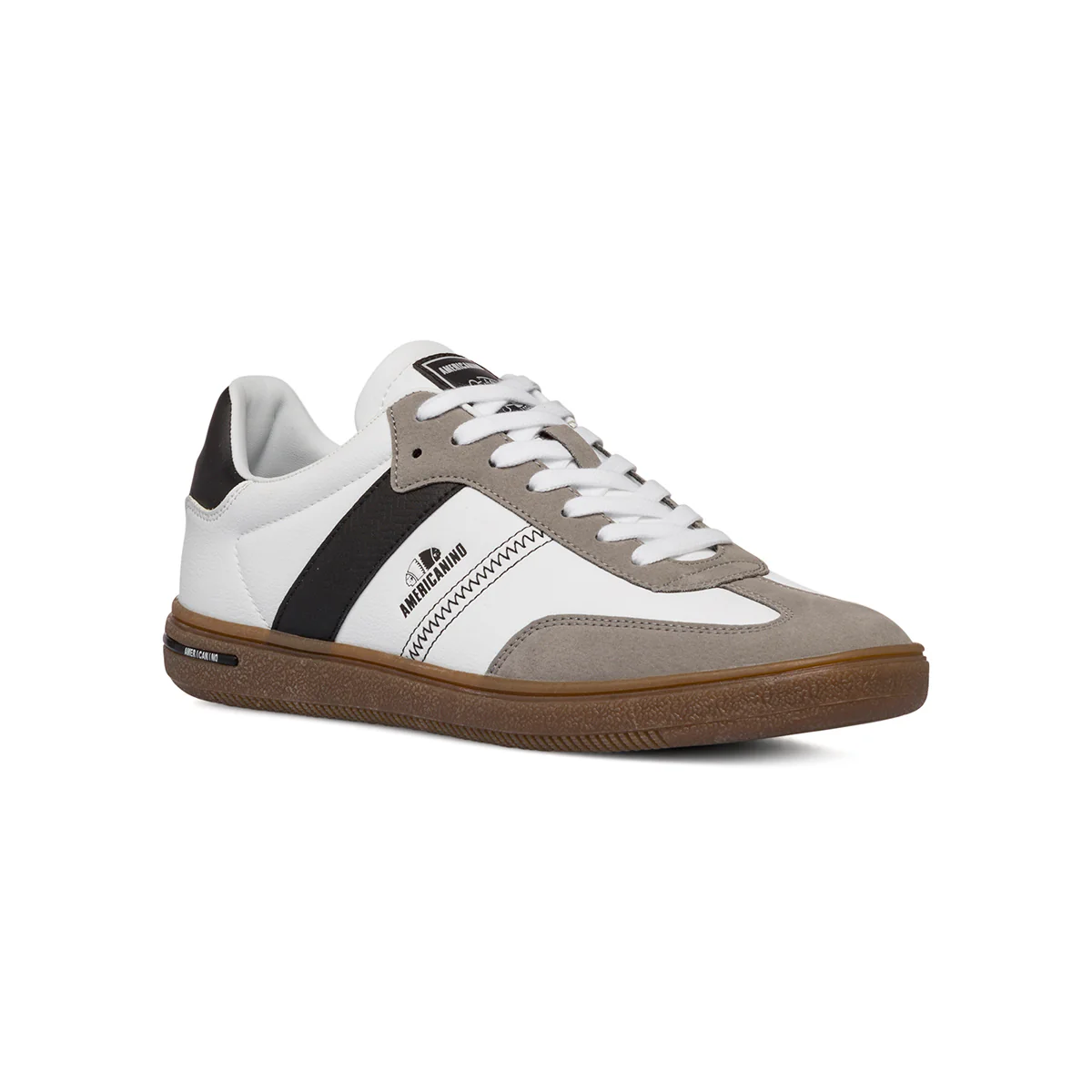 Sneakers casual da uomo bianche con dettagli neri e logo Americanino - Image 3