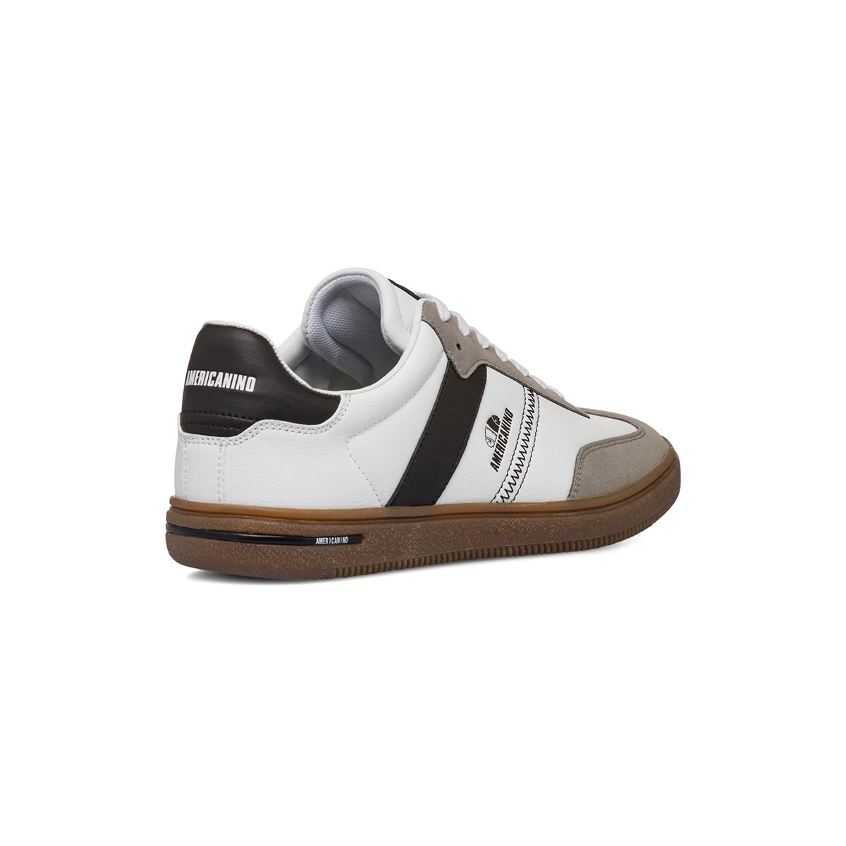 Sneakers casual da uomo bianche con dettagli neri e logo Americanino - Image 4