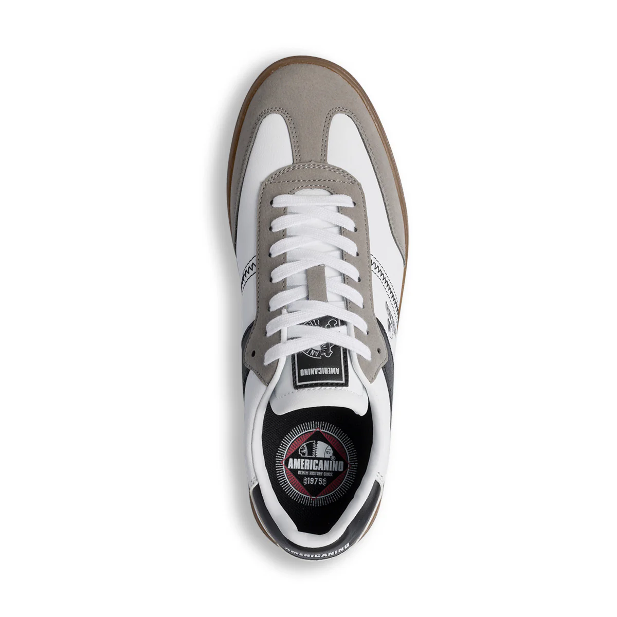 Sneakers casual da uomo bianche con dettagli neri e logo Americanino - Image 5