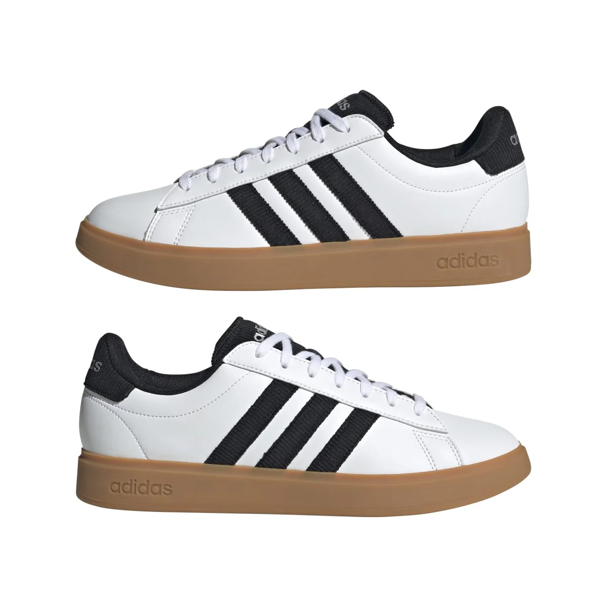Sneakers casual da uomo bianche e nere con logo adidas Grand Court 2.0 - Image 2