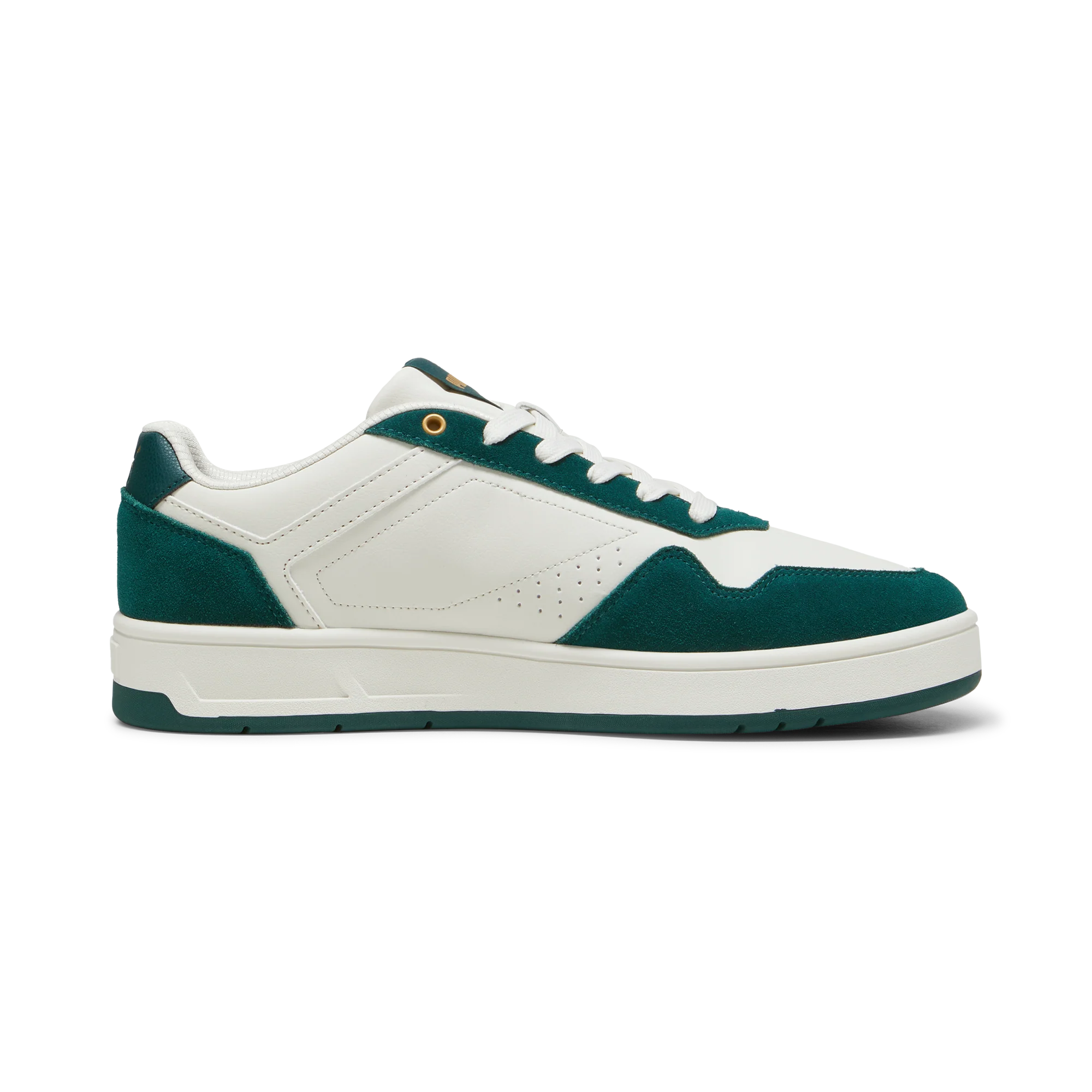 Sneakers casual da uomo bianche e verdi con inserti scamosciati e logo Puma Court Classic - Image 5