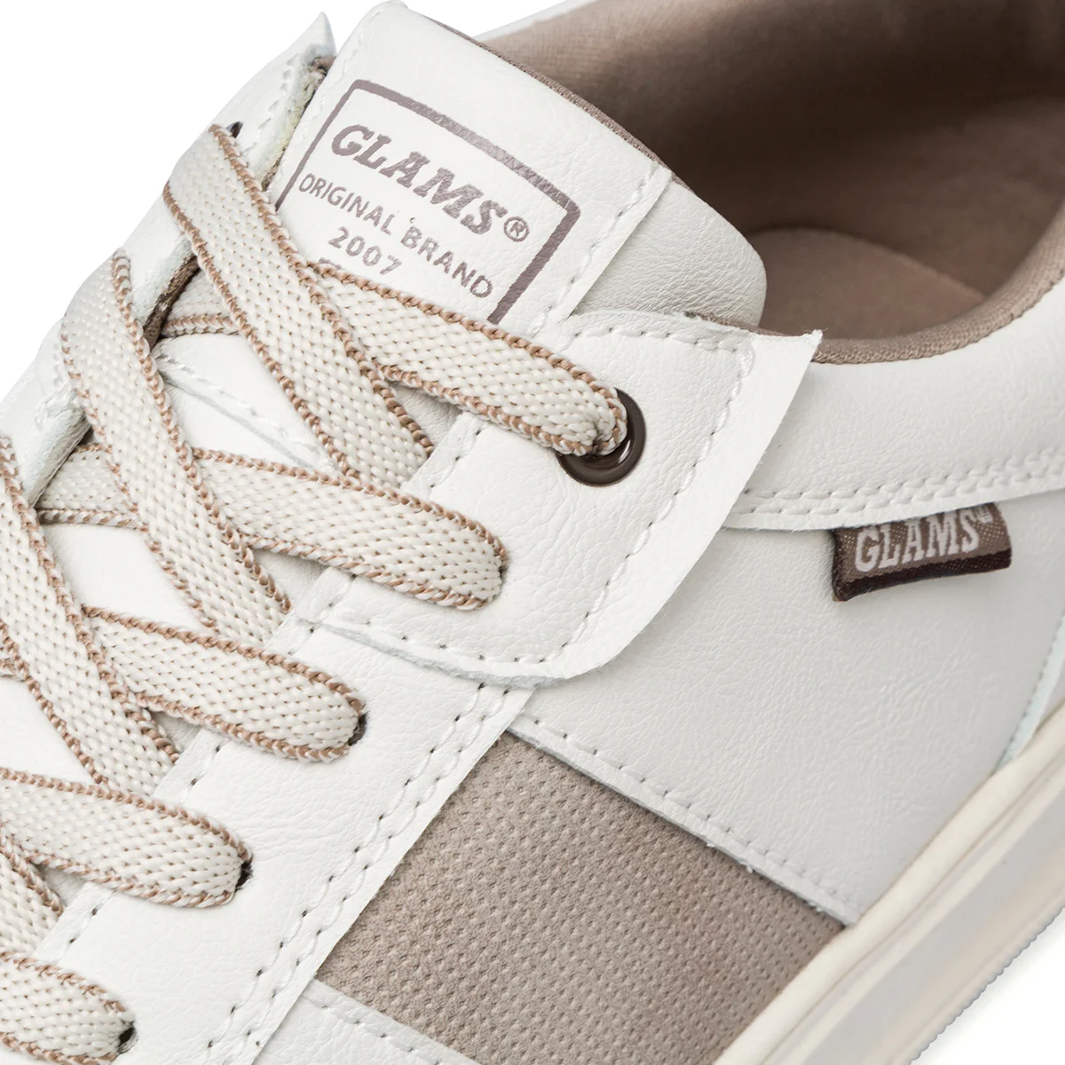 Sneakers casual da uomo bianche off white con logo Glams - Image 4