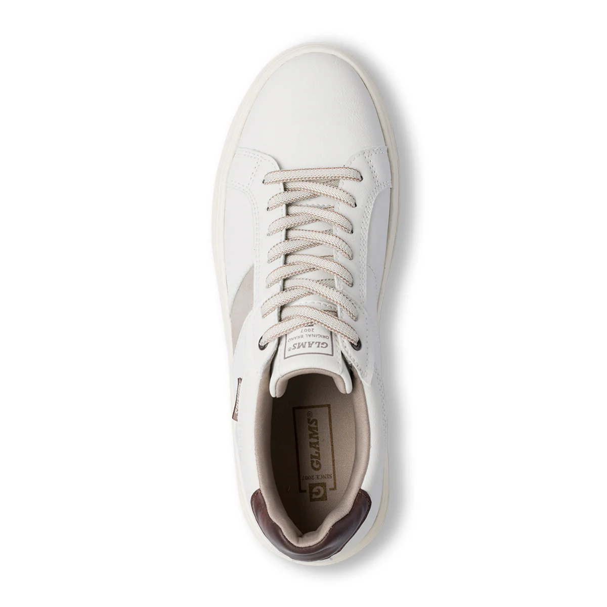 Sneakers casual da uomo bianche off white con logo Glams - Image 5