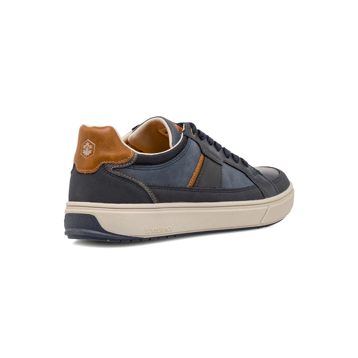 Sneakers casual da uomo blu Lumberjack con inserti marroni - Image 3