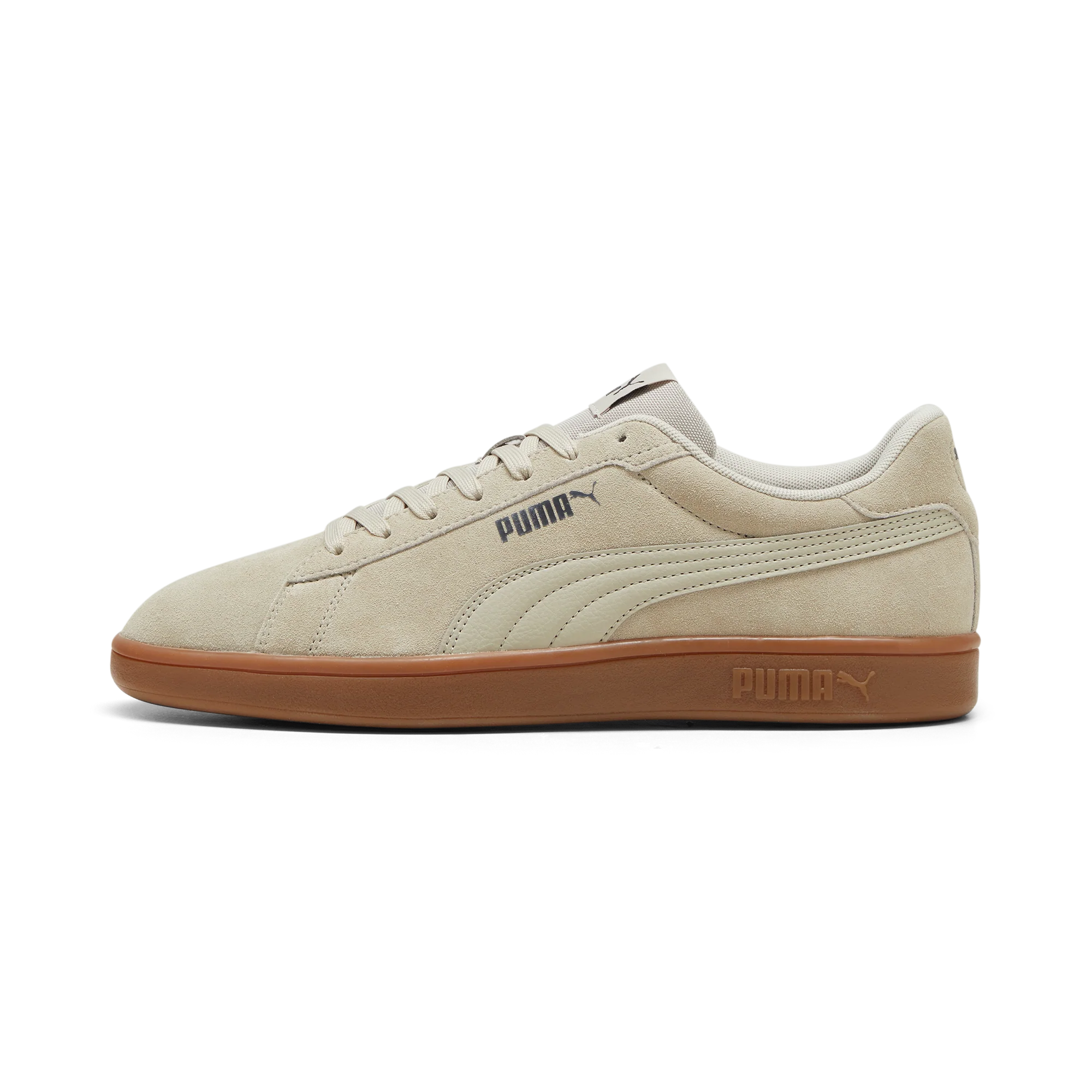 Sneakers casual da uomo in pelle scamosciata beige con logo Puma Smash 3.0 - Image 5