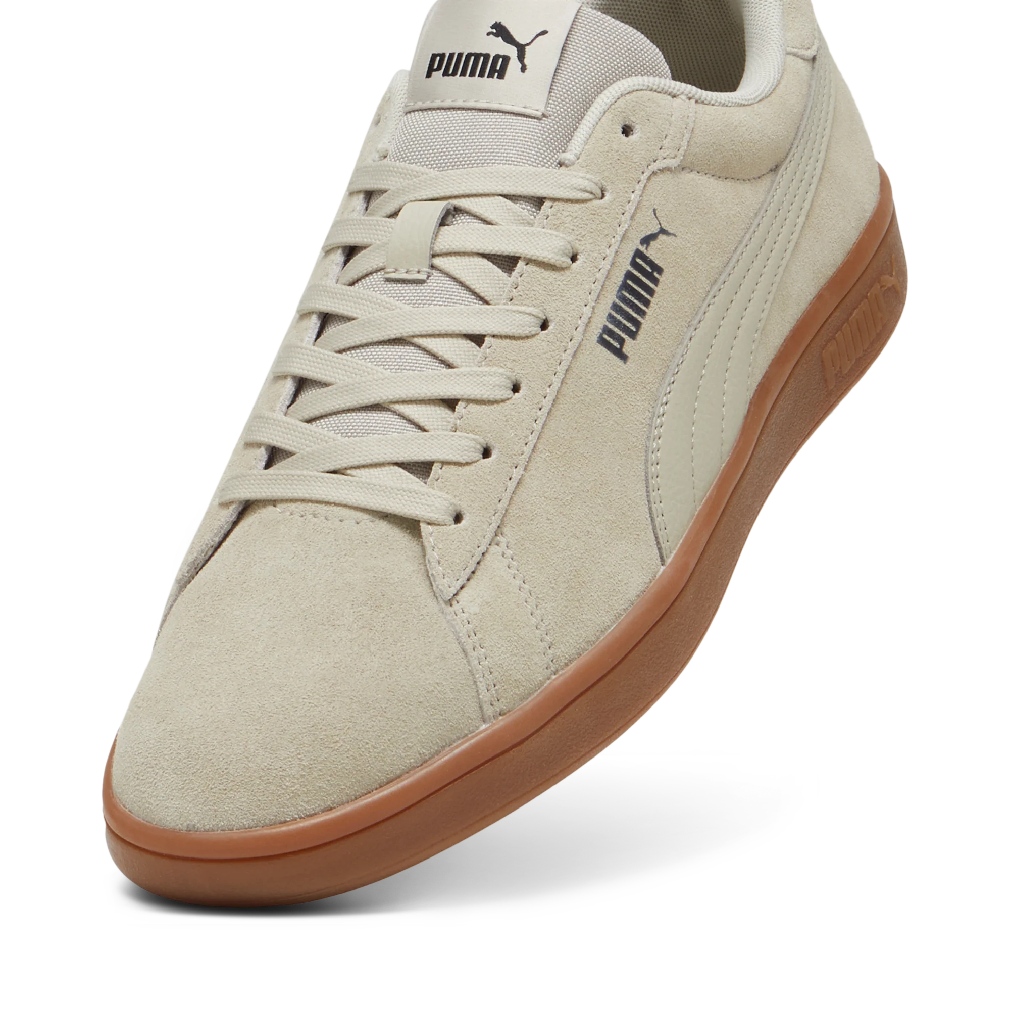 Sneakers casual da uomo in pelle scamosciata beige con logo Puma Smash 3.0 - Image 8