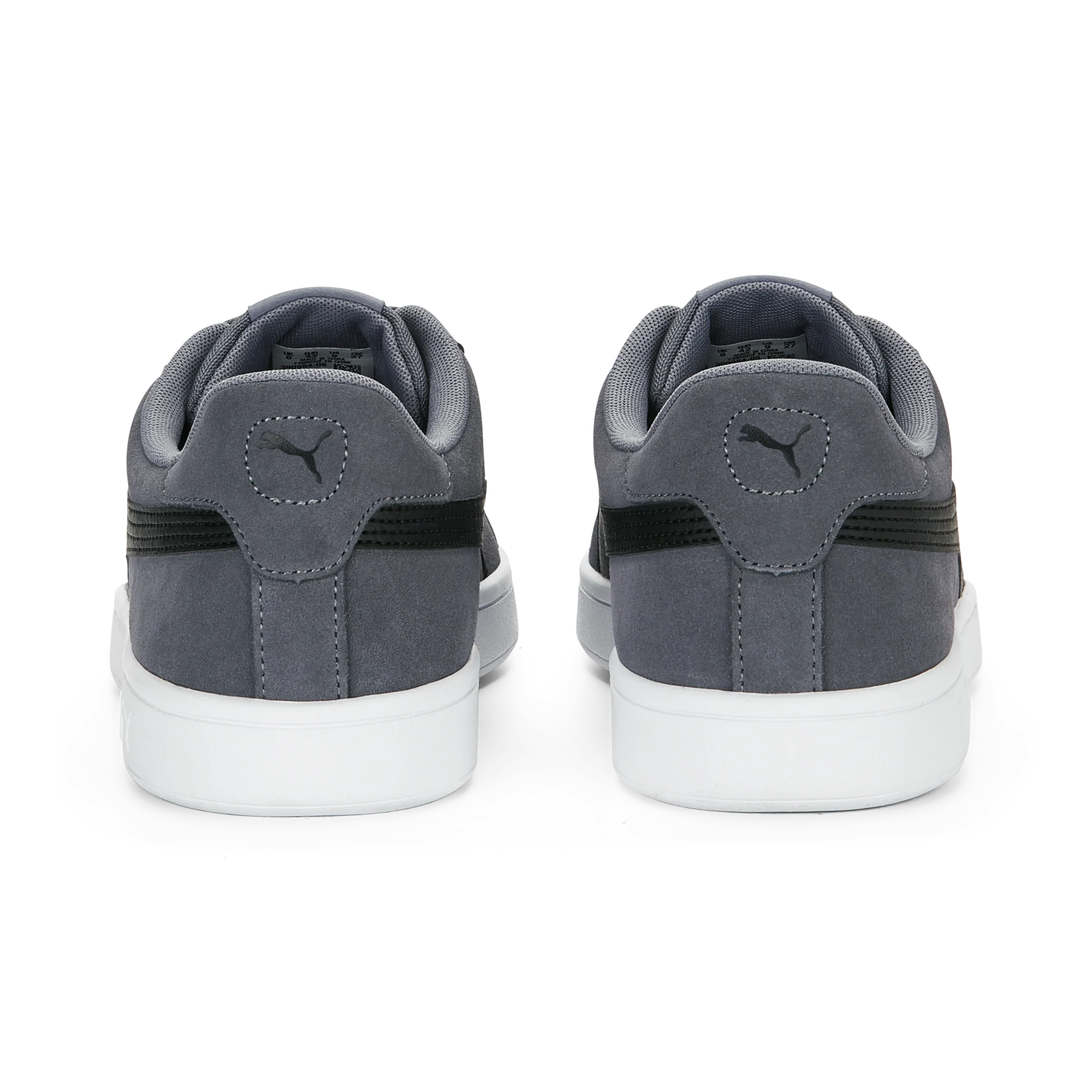 Sneakers casual da uomo in pelle scamosciata grigie e nere con logo Puma Smash 3.0 - Image 2