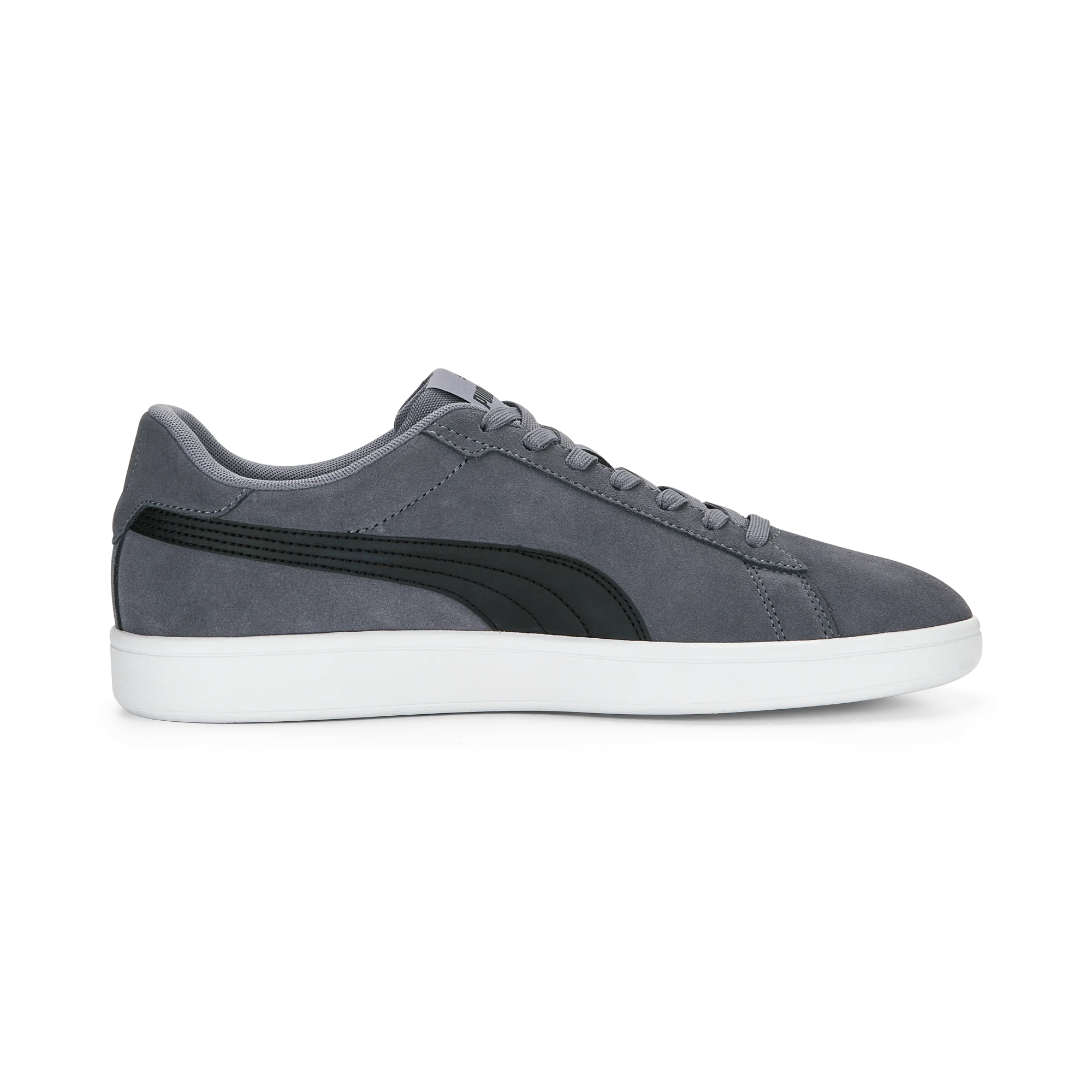 Sneakers casual da uomo in pelle scamosciata grigie e nere con logo Puma Smash 3.0 - Image 4