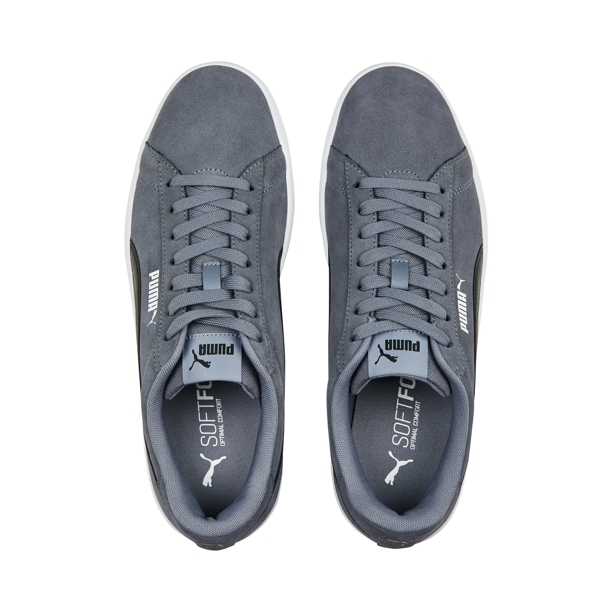 Sneakers casual da uomo in pelle scamosciata grigie e nere con logo Puma Smash 3.0 - Image 5