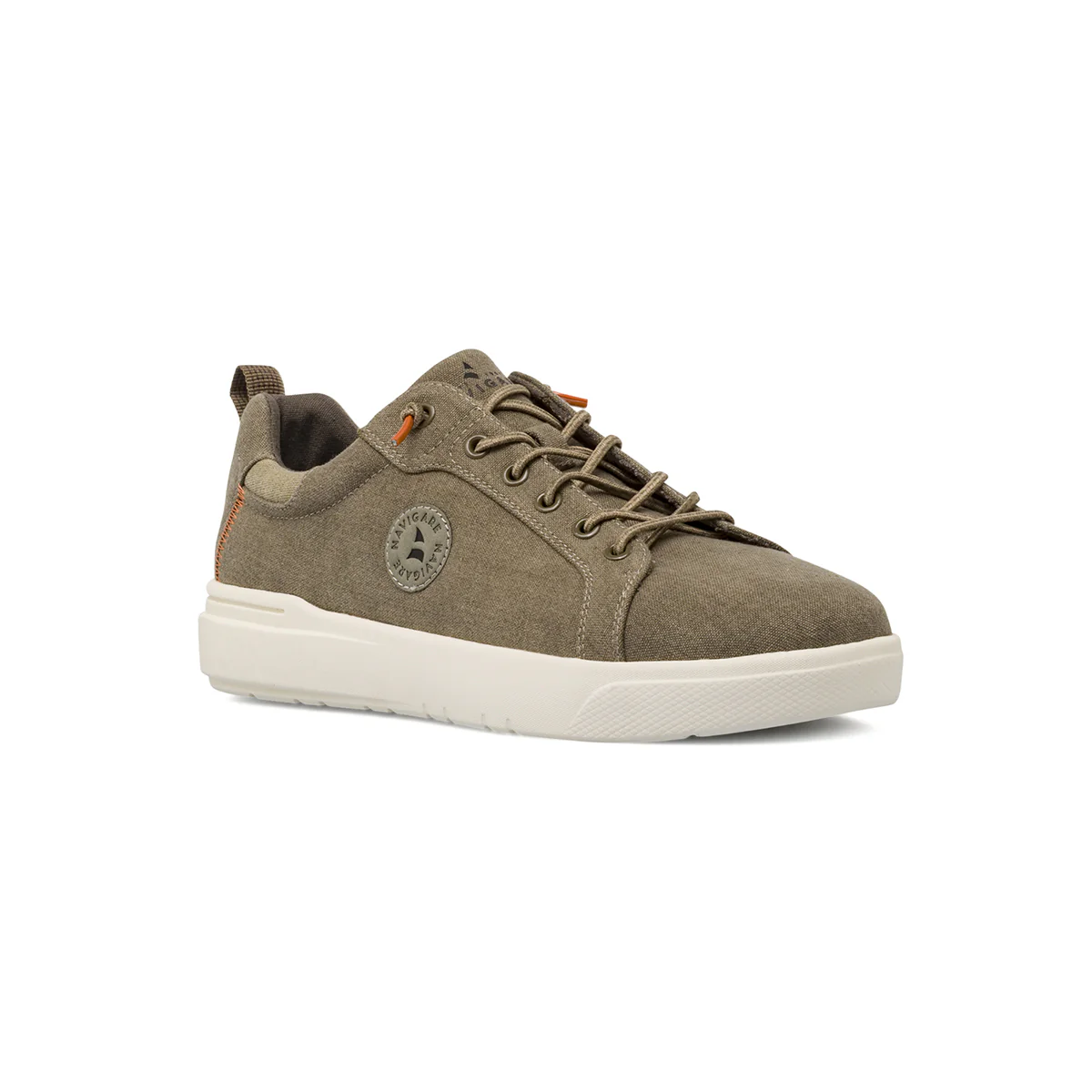 Sneakers casual da Uomo in tela beige con suola bianca Navigare - Image 2
