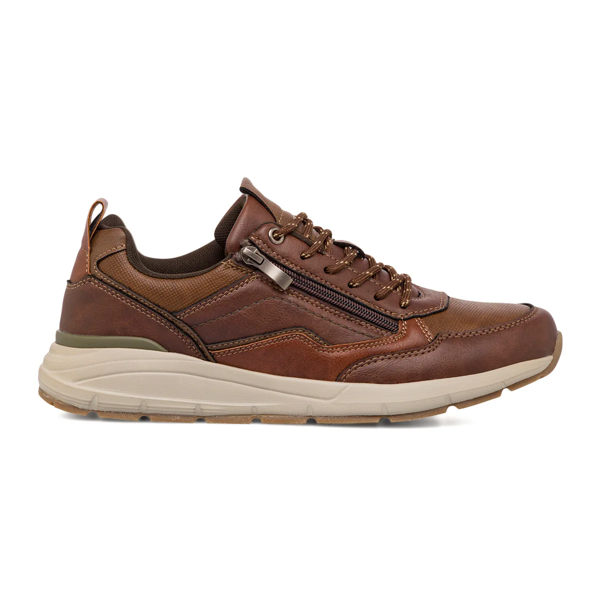 Sneakers casual da uomo marroni con zip Gate 76