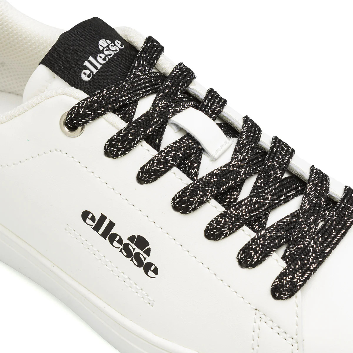 Sneakers casual Ellesse da Donna bianche con lacci neri glitter - Image 5