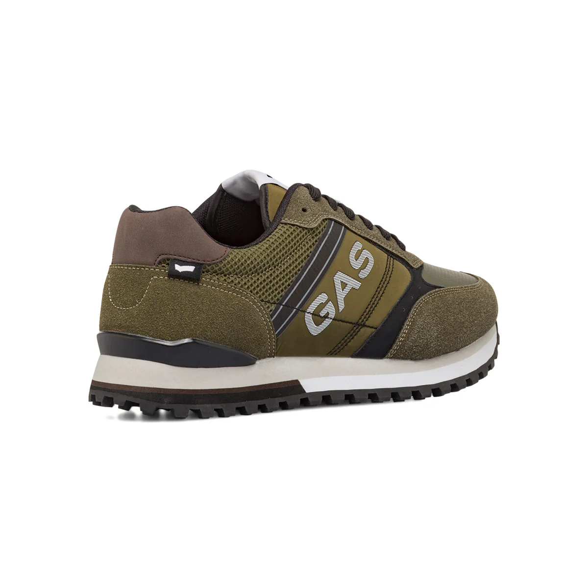 Sneakers casual verde militare da uomo con logo laterale Gas - Image 3