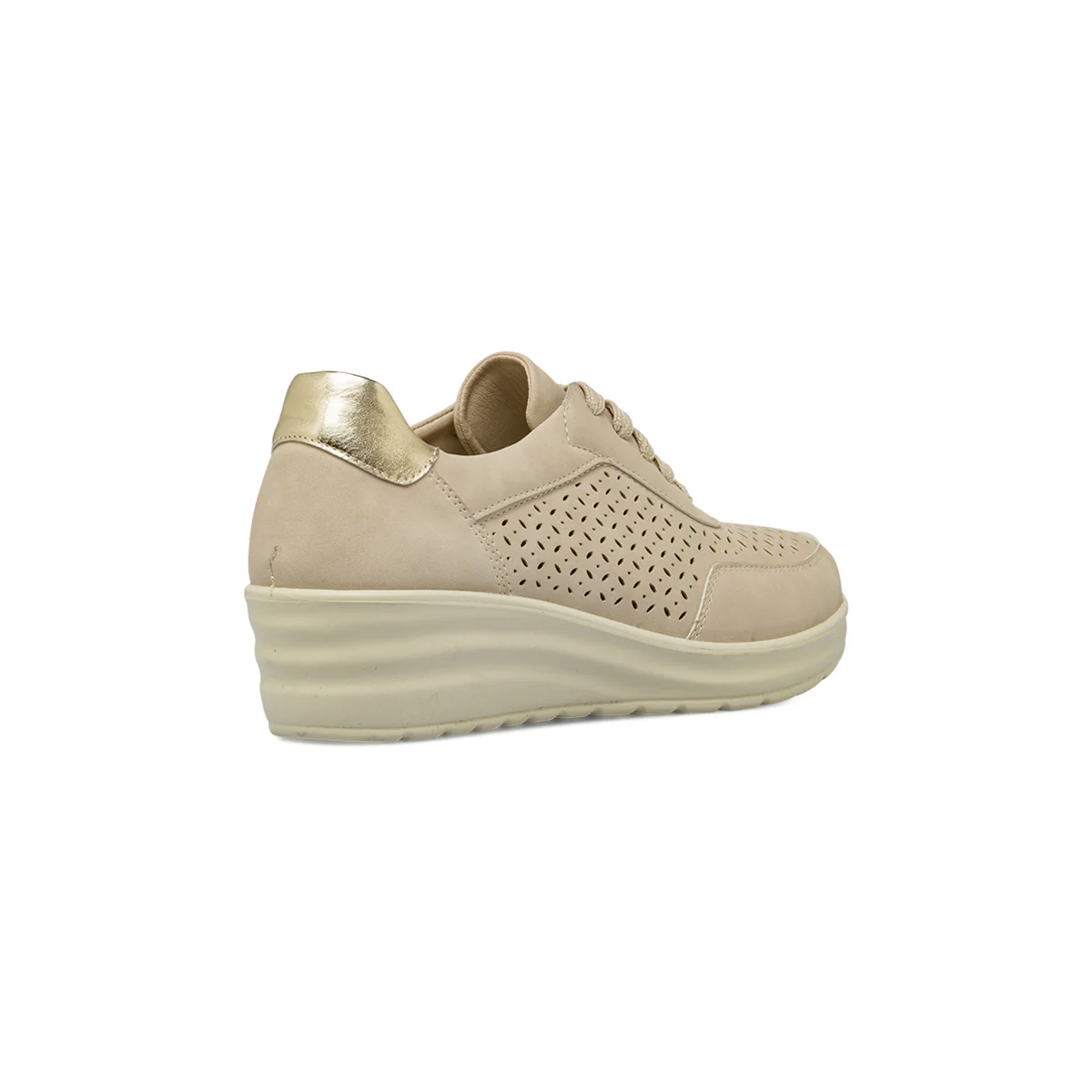 Sneakers comfort da Donna beige con design traforato e zeppa P Soft - Image 3