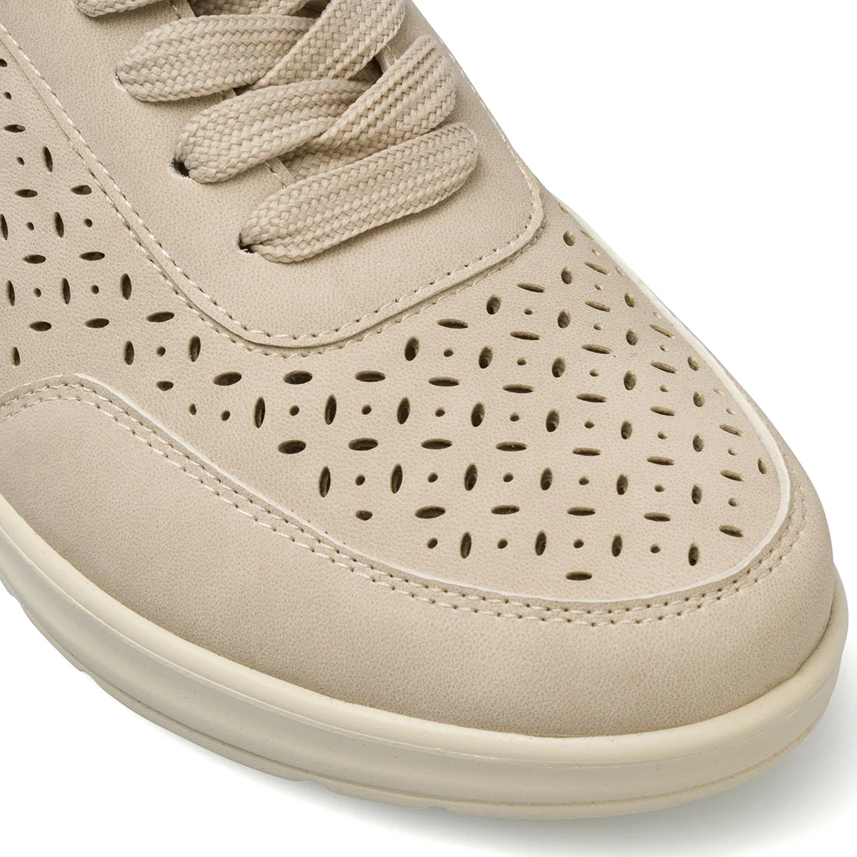 Sneakers comfort da Donna beige con design traforato e zeppa P Soft - Image 4