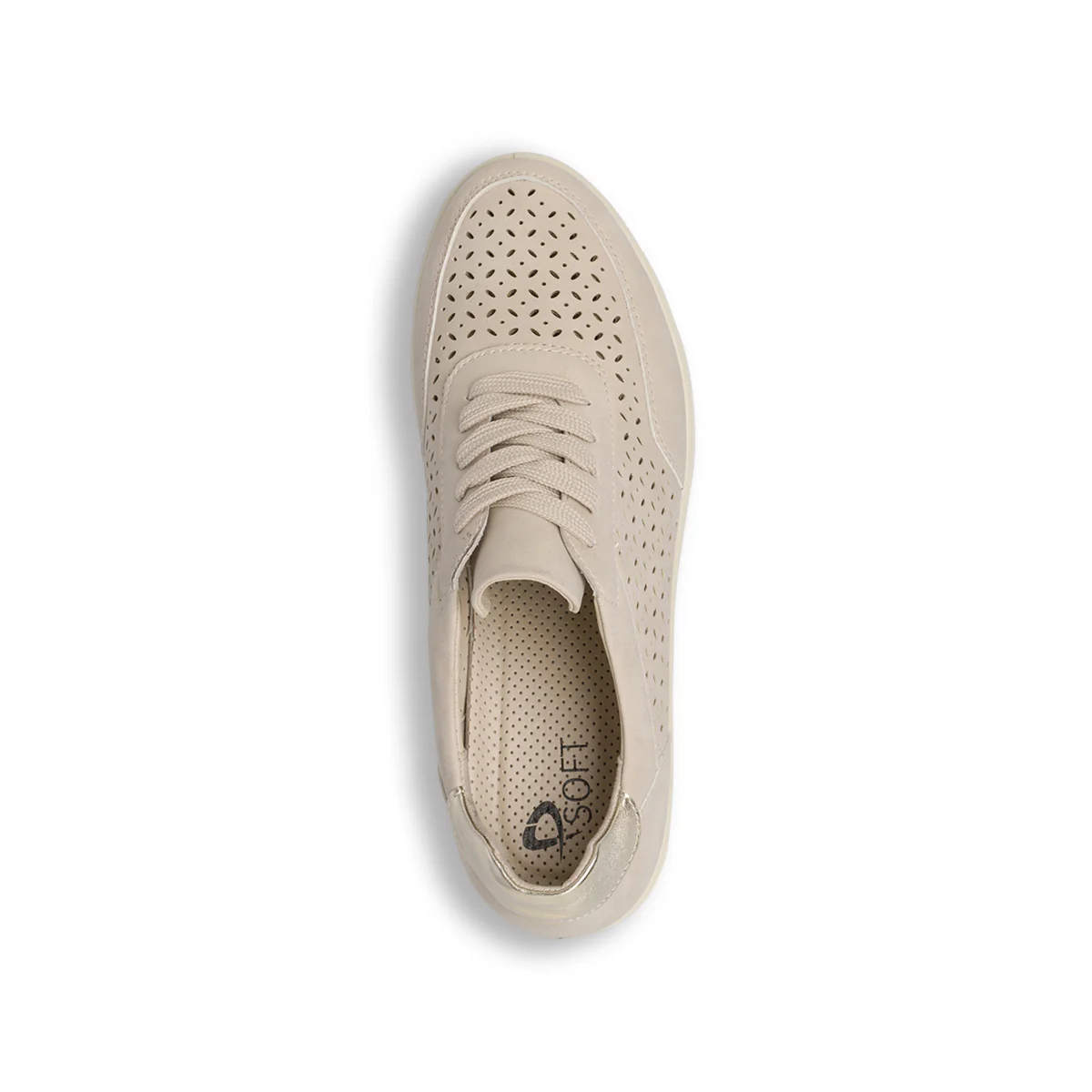 Sneakers comfort da Donna beige con design traforato e zeppa P Soft - Image 5