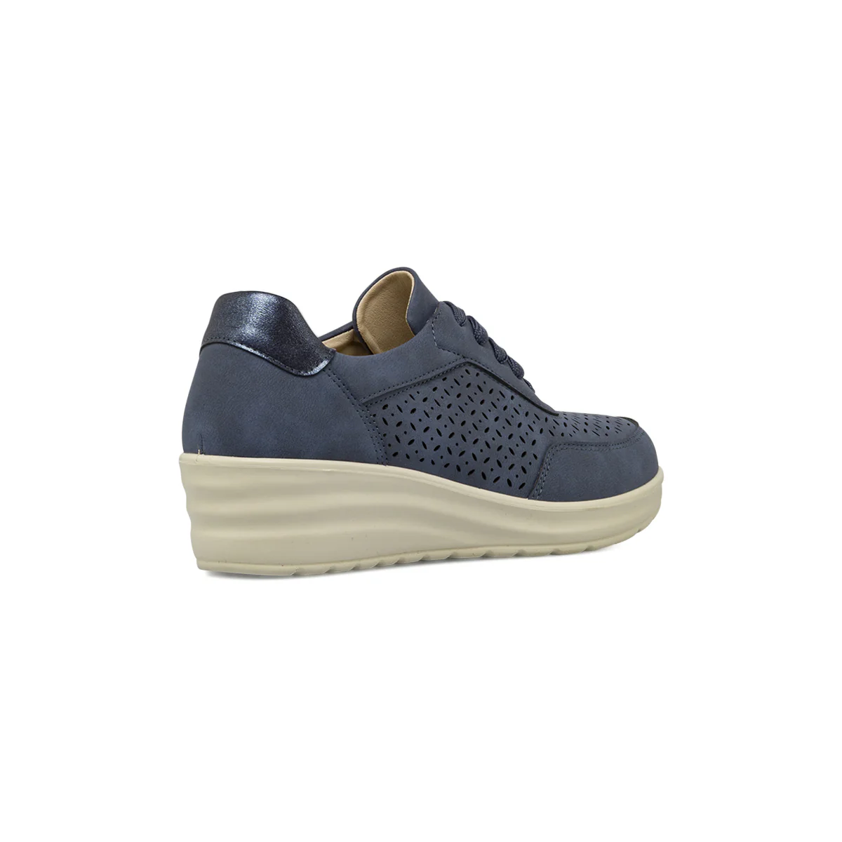 Sneakers comfort da Donna blu con design traforato e zeppa P Soft - Image 3