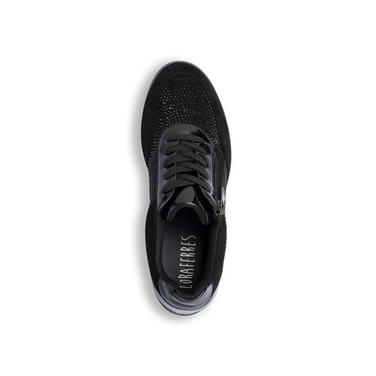 Sneakers comfort nere da donna con suola a zeppa e zip P Soft - Image 7