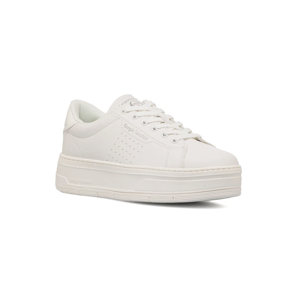 Sneakers con suola platform da donna bianche con logo Sergio Tacchini - Image 2
