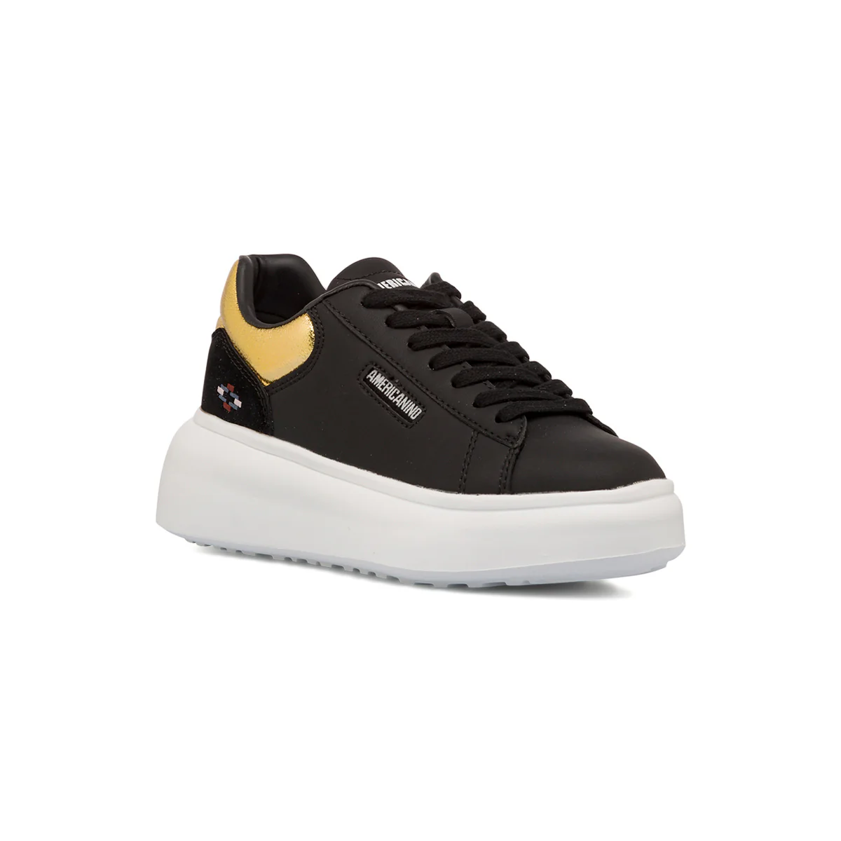 Sneakers con suola platform nere da donna con dettaglio oro Americanino - Image 2