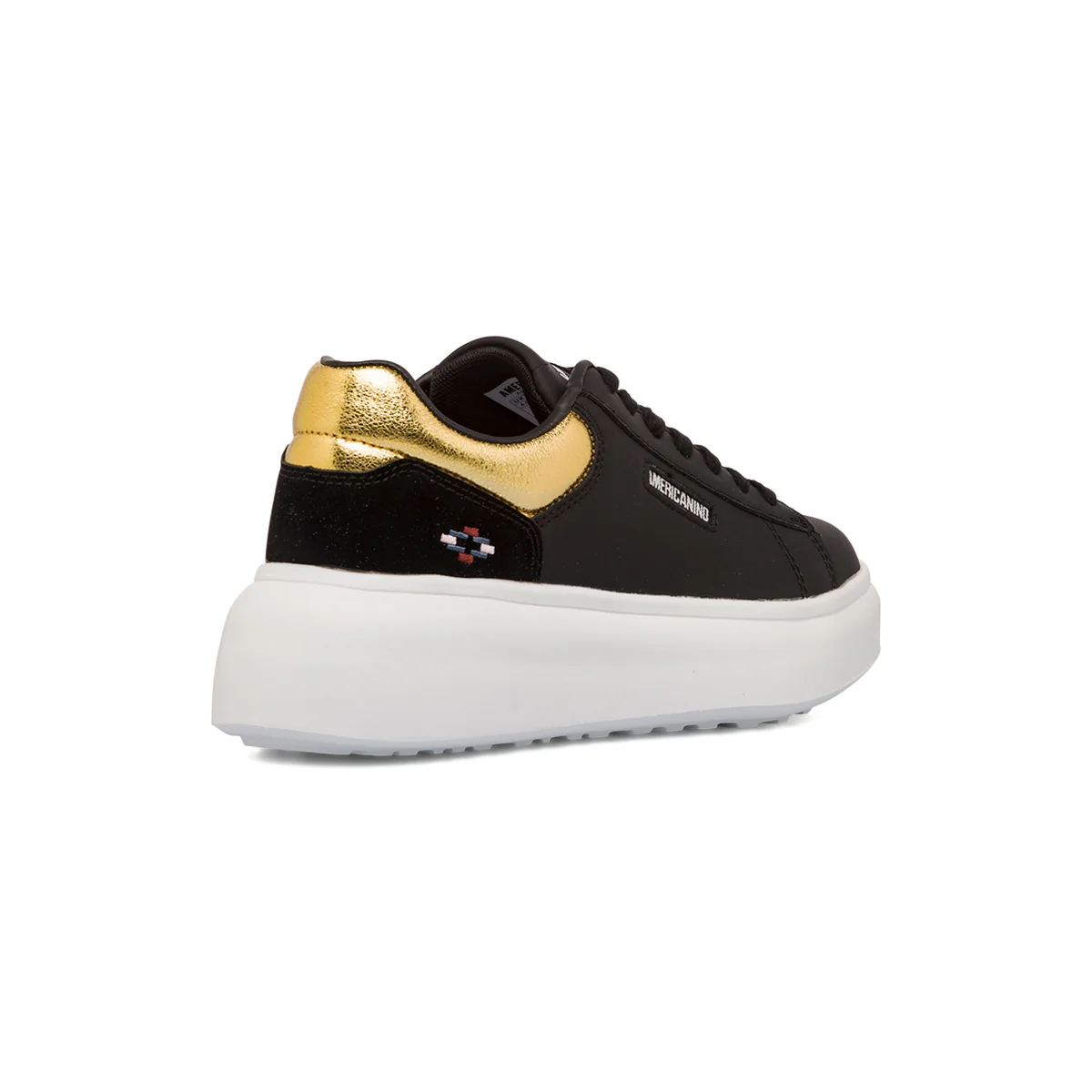 Sneakers con suola platform nere da donna con dettaglio oro Americanino - Image 3