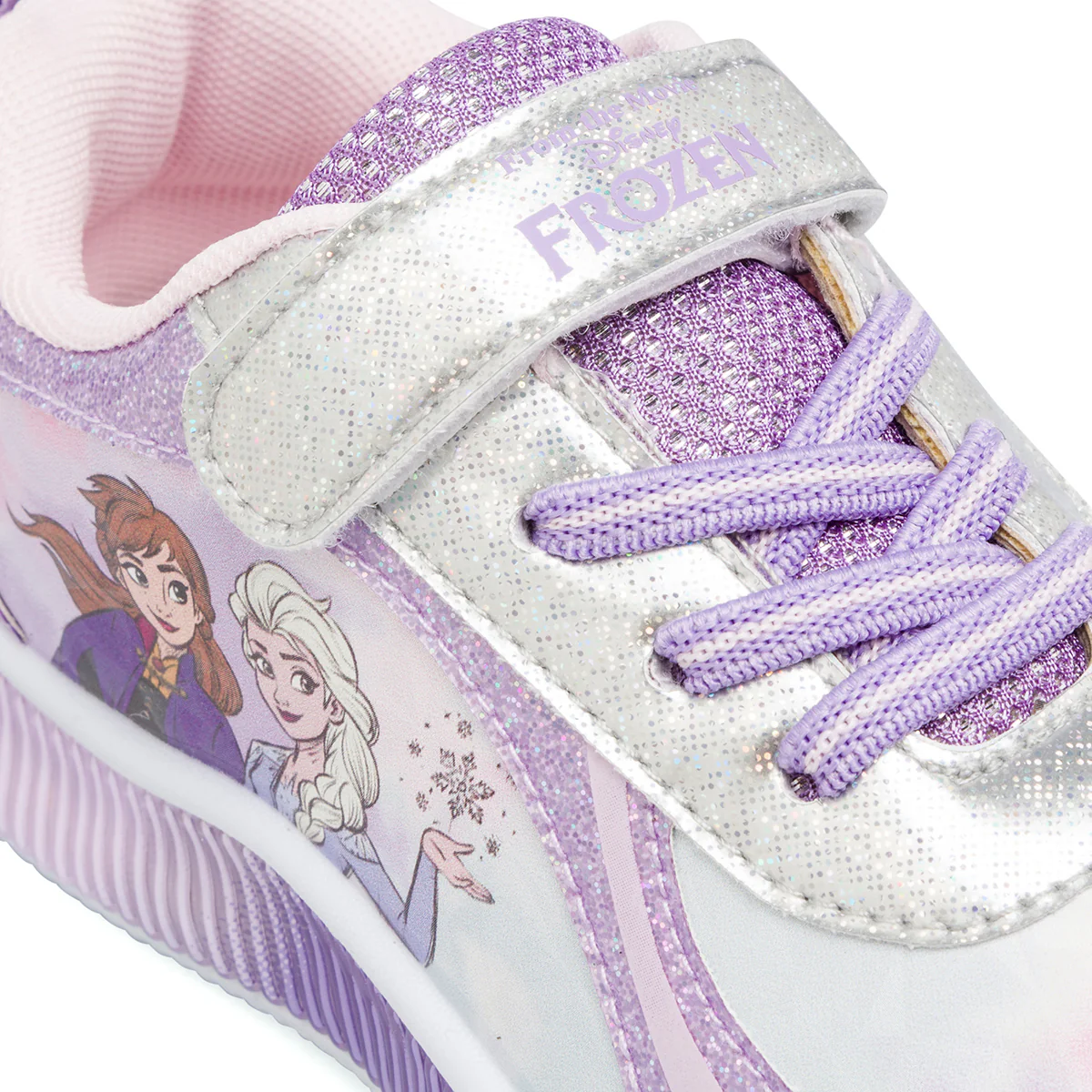Sneakers da bambina argento e lilla con luci Frozen - Image 4