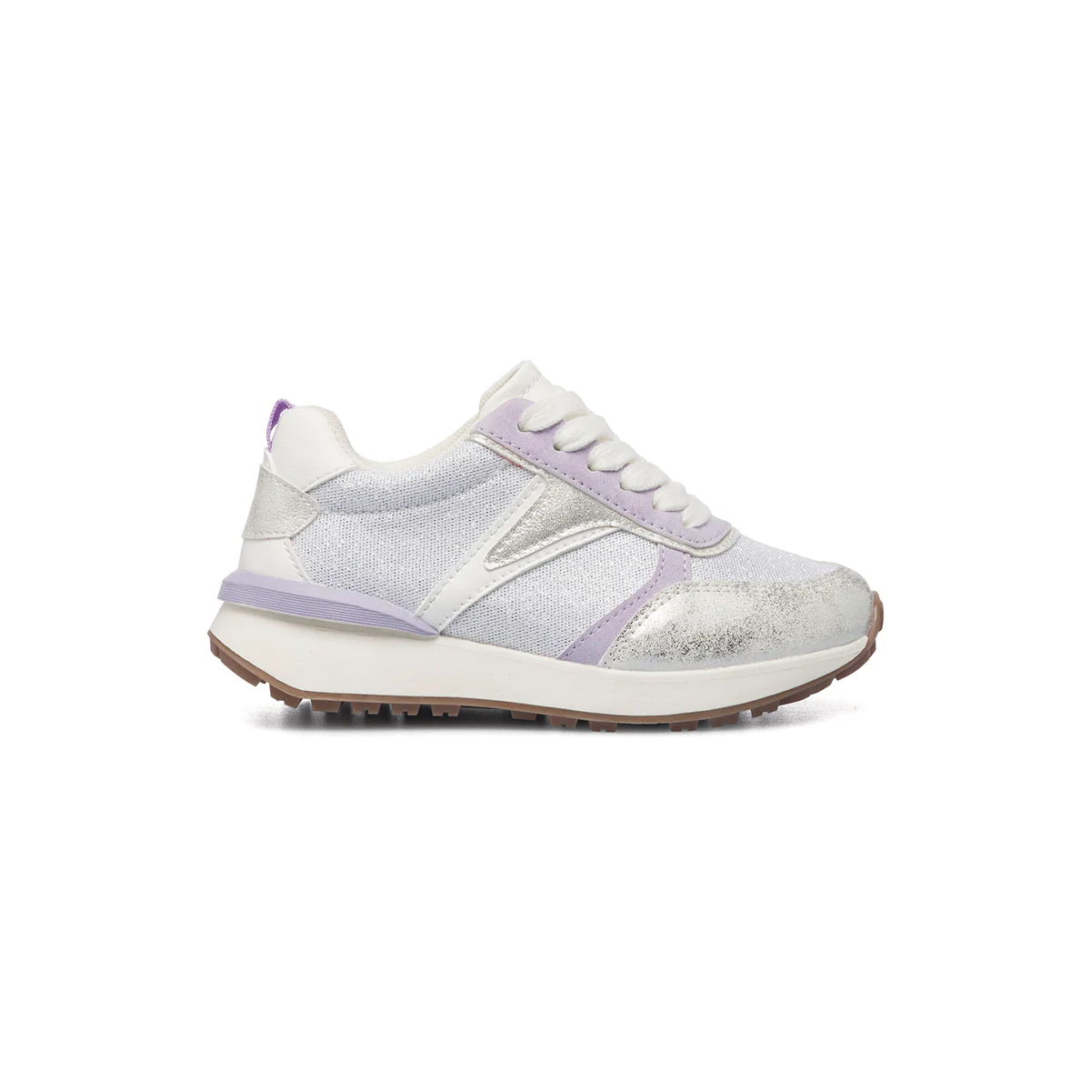 Sneakers da bambina argento e lilla effetto glitterato 10 Baci