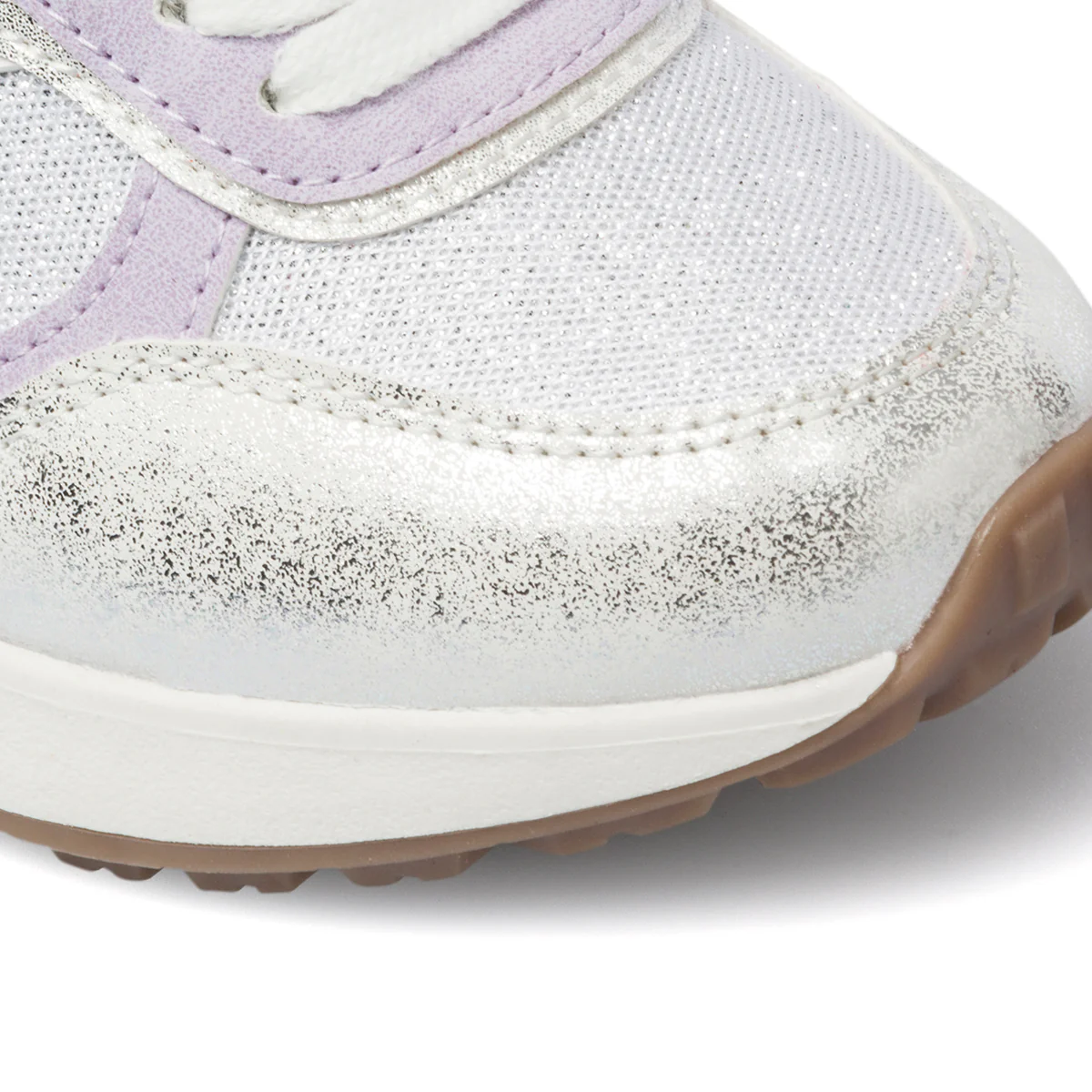 Sneakers da bambina argento e lilla effetto glitterato 10 Baci - Image 5