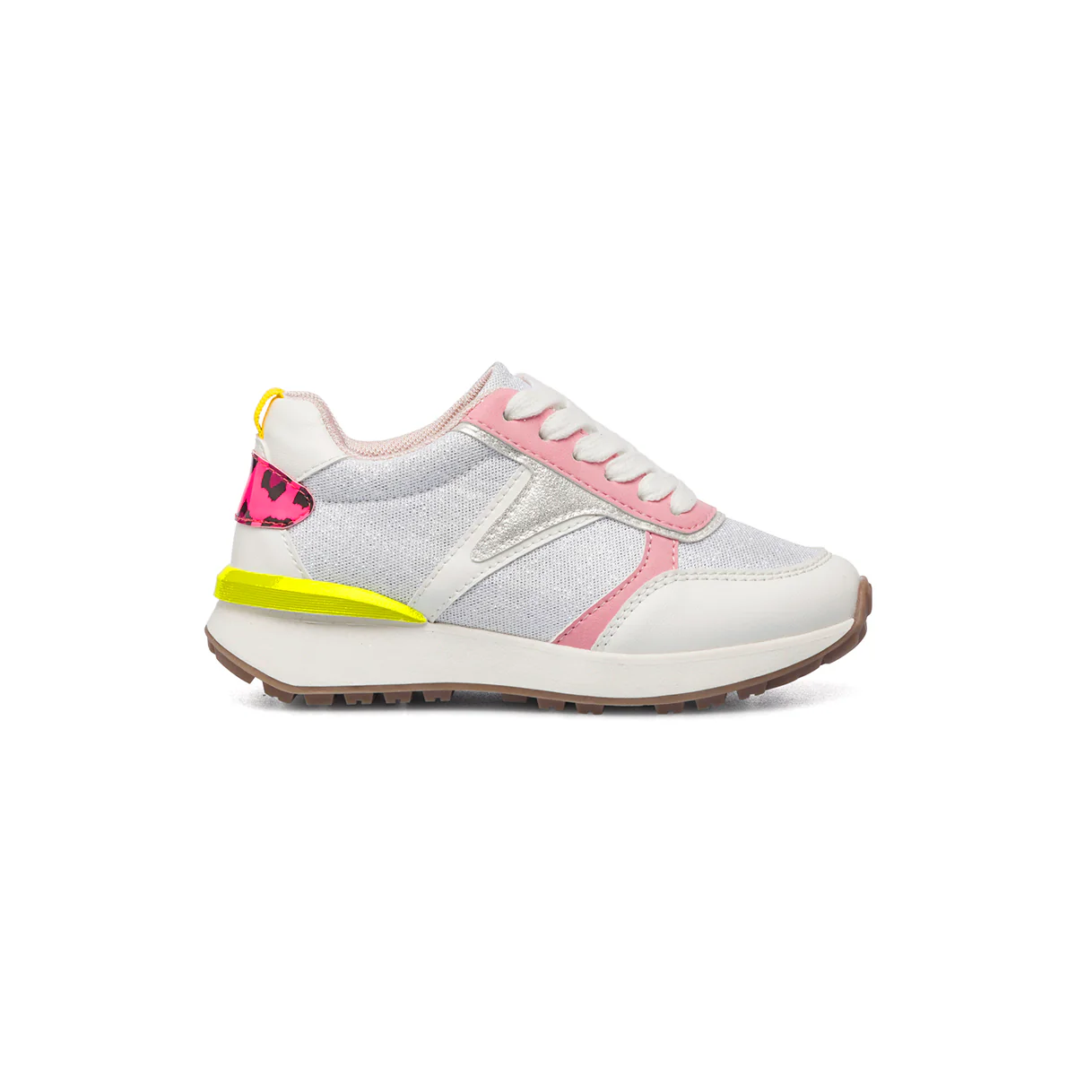 Sneakers da bambina argento e rosa effetto glitterato 10 Baci