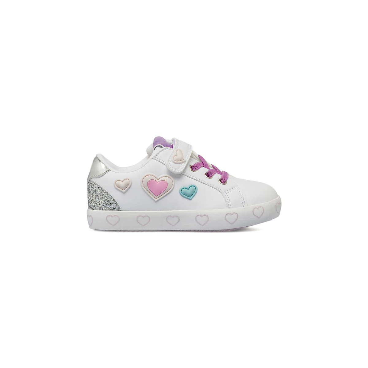 Sneakers da Bambina bianche con cuori colorati e glitter Dieci Baci